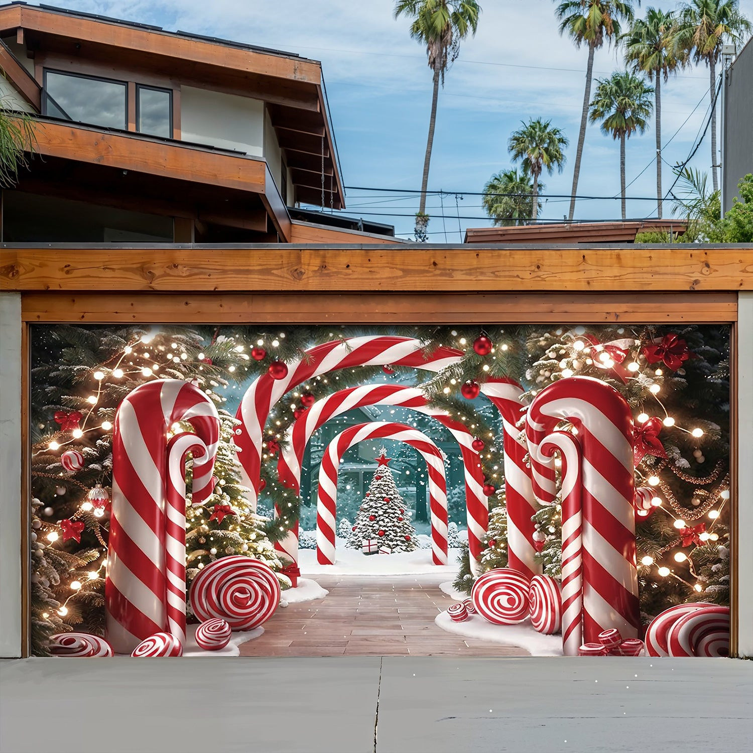 Giant Canes On Christmas Lane Christmas Garage Door Banner Christmas Decorations Xmas Day Gifts