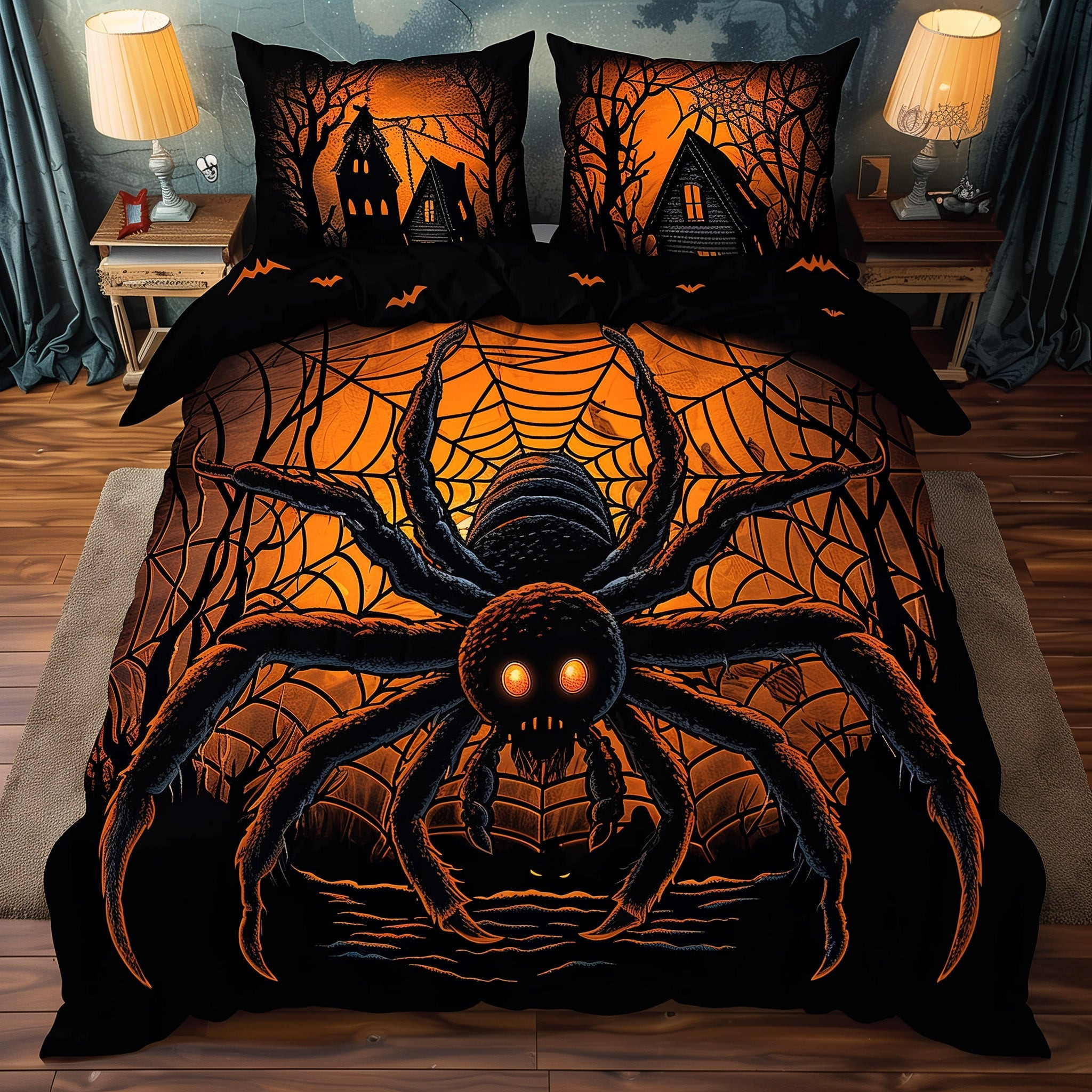 Giant Spider Bedding Set Horror Halloween Night Best Halloween Bedding Presents