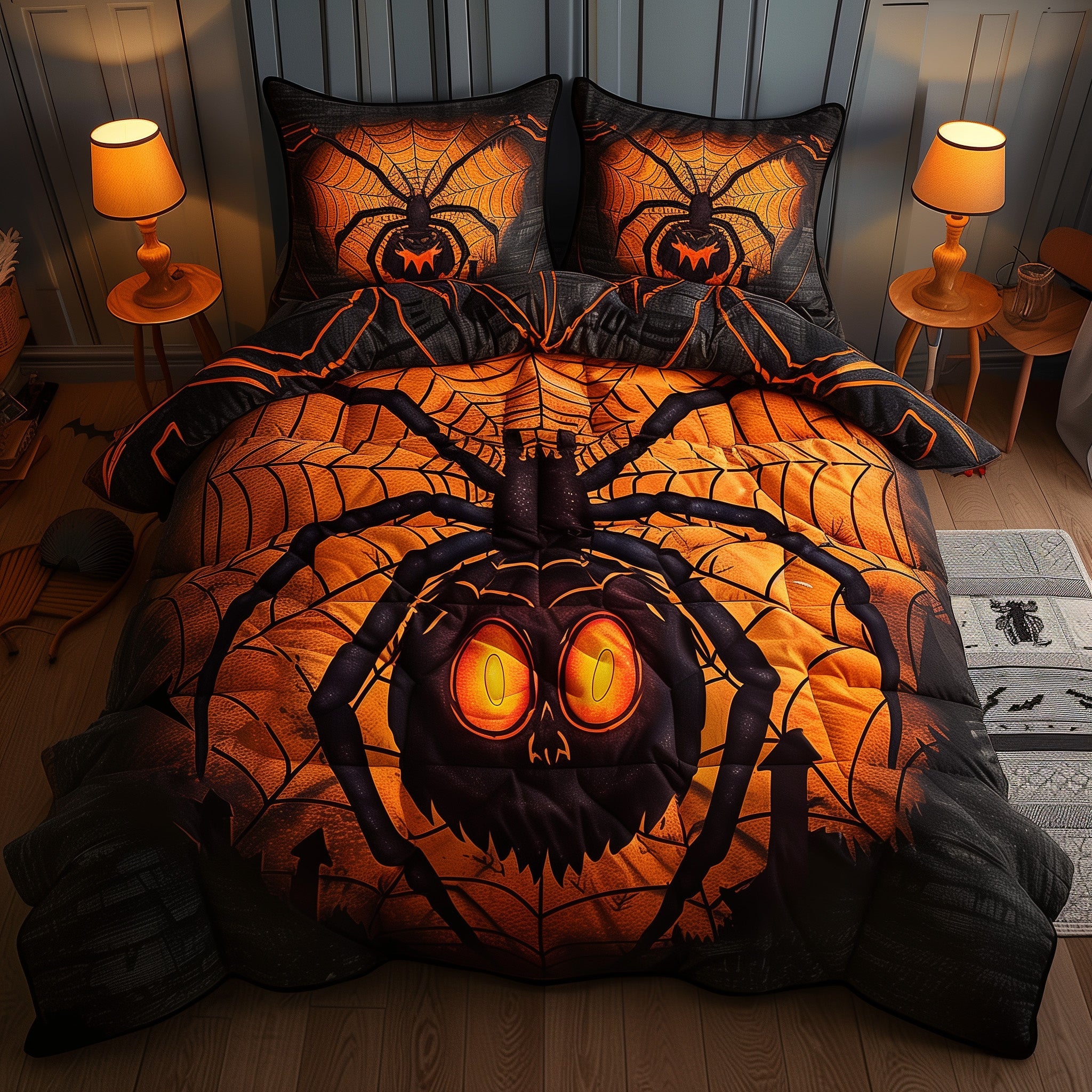 Giant Spider Bedding Set Scary Spider Illustration Halloween Bedding Presents