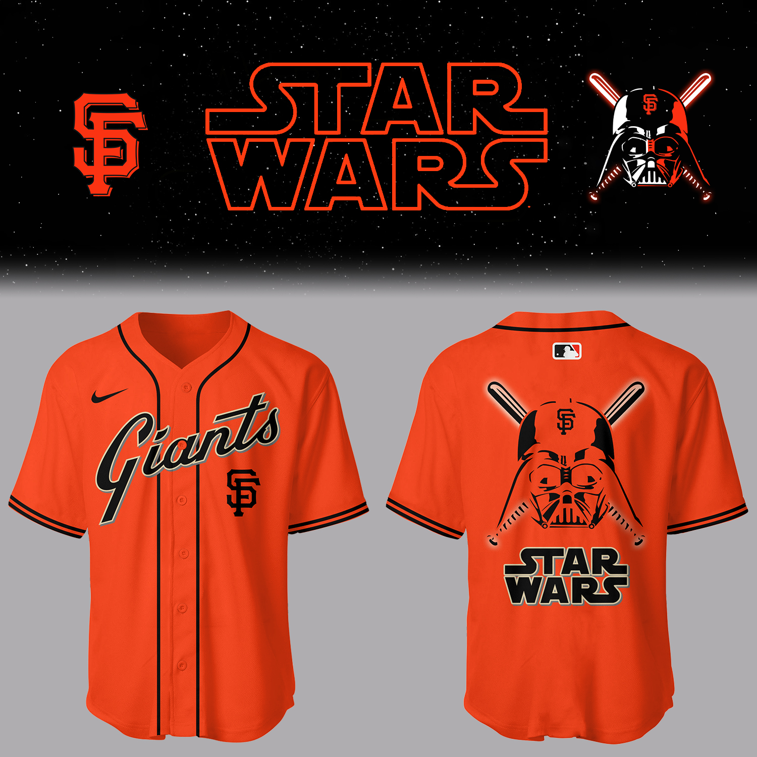 Giants Baseball 2025 Giants X Stars Wars Orange Jersey Gift For Baseball Lover
