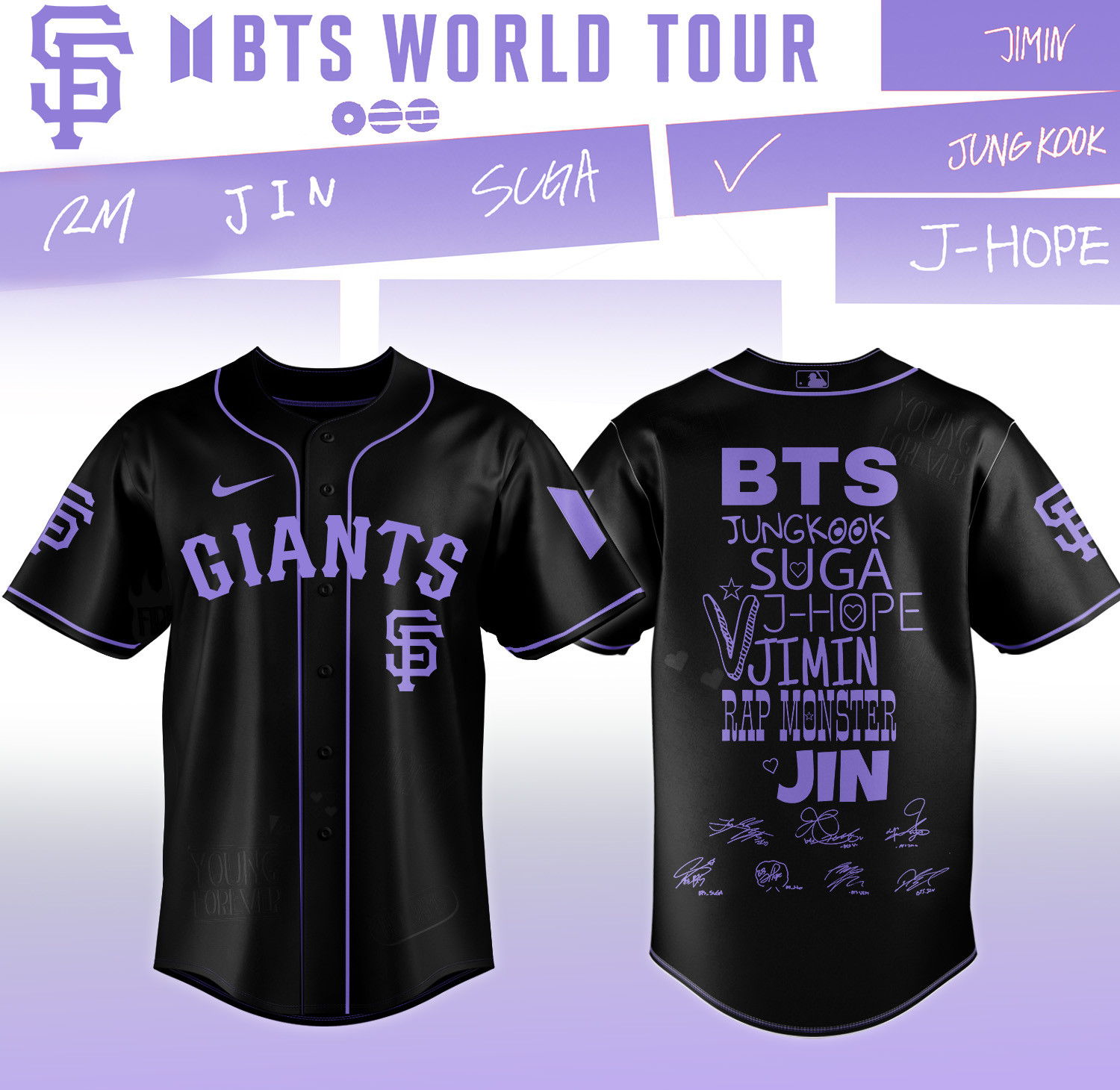 Giants x BTS Arirang World Tour 2026 Jersey Baseball Merch 2026 MLB Playoffs Gear For Army