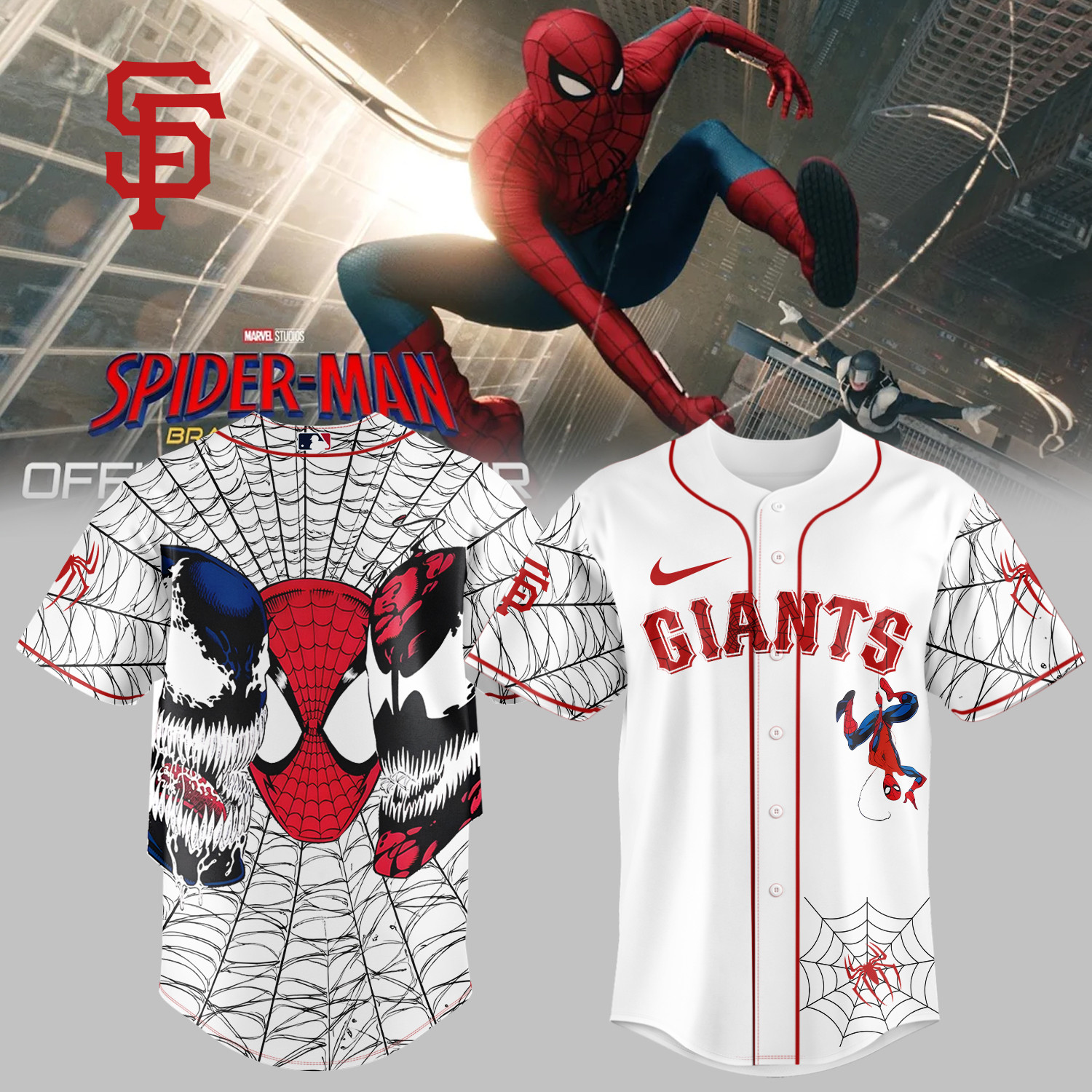 Giants x Spider Man Baseball Jersey 2026 MLB Playoff Clothes Game Day Gift For Him