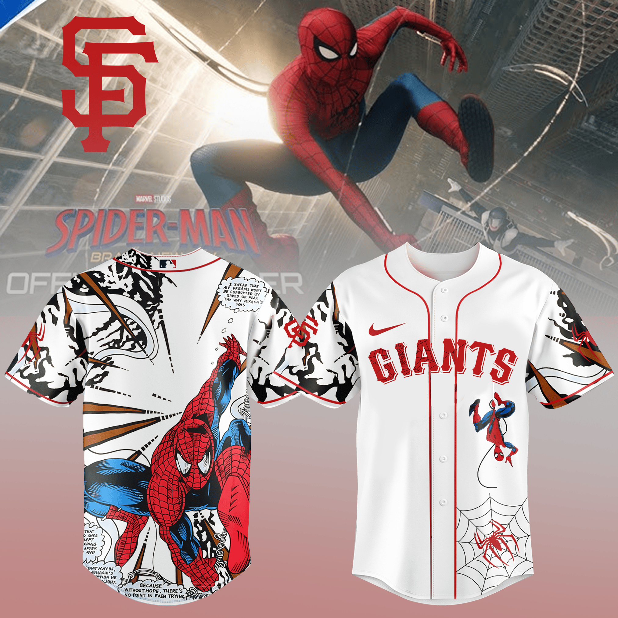 Giants x Spider Man Baseball Jersey 2026 MLB Playoff Clothes Good Gift For Fans