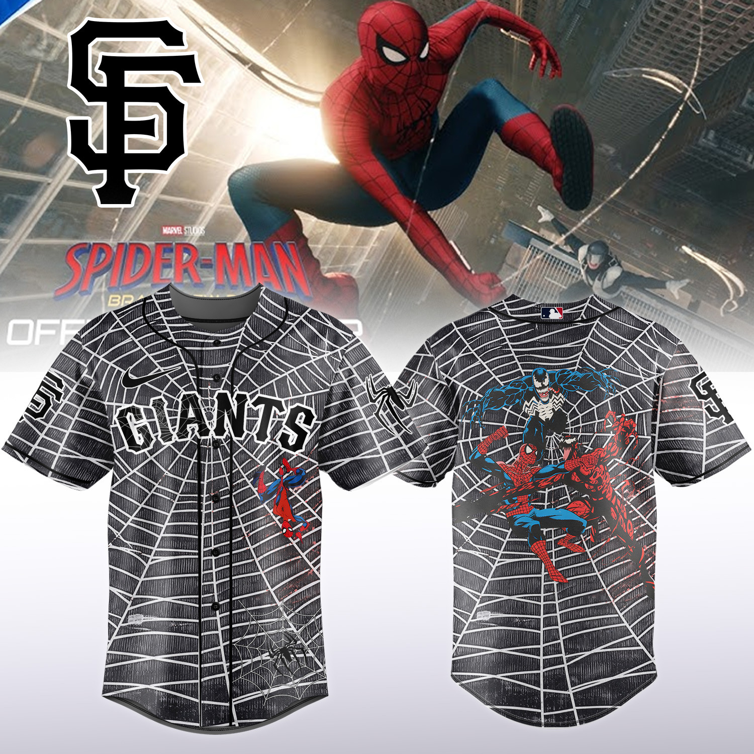 Giants x Spider Man Baseball Jersey 2026 MLB Playoffs Shirt Great Gift For Fans