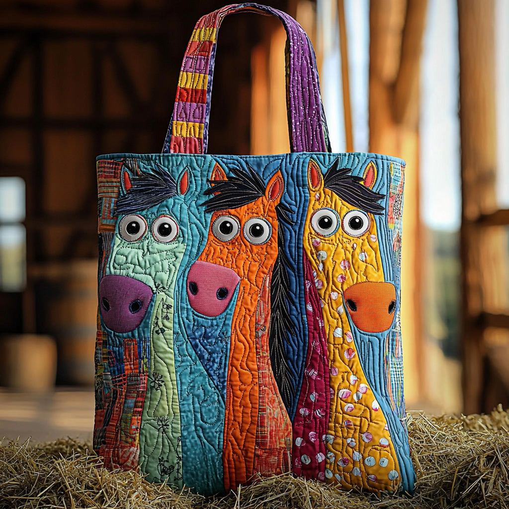 Giddy Glow Quilted Tote Bag Gifts For Horse Lovers Woman