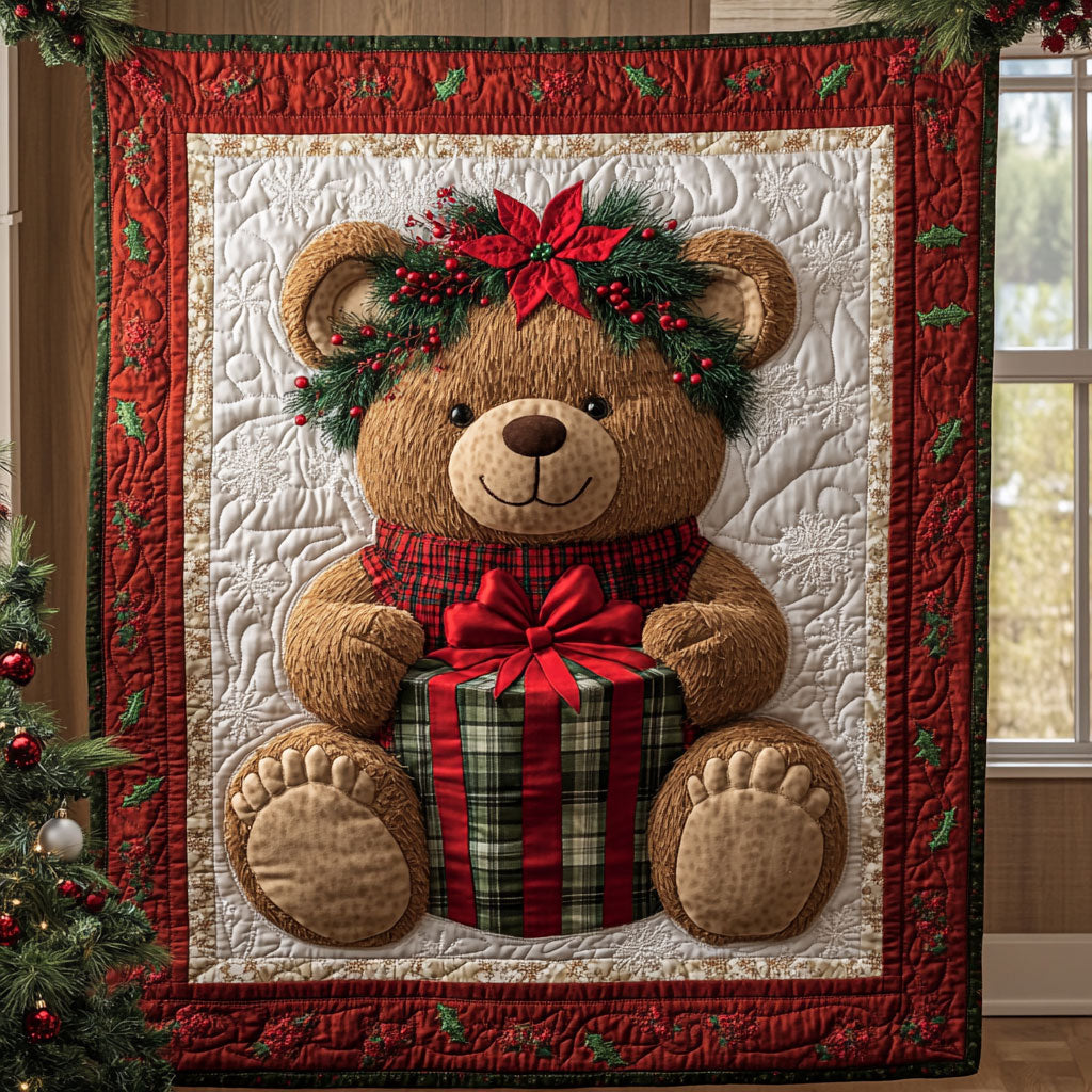 Gift Bear Quilted Blanket Throw Blankets For Couch Christmas Gifts For Husband