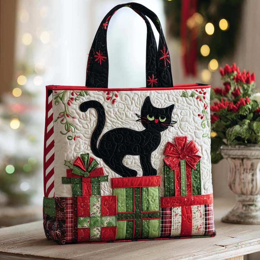Gift Cat Quilted Tote Bag Cat Gifts For Girl