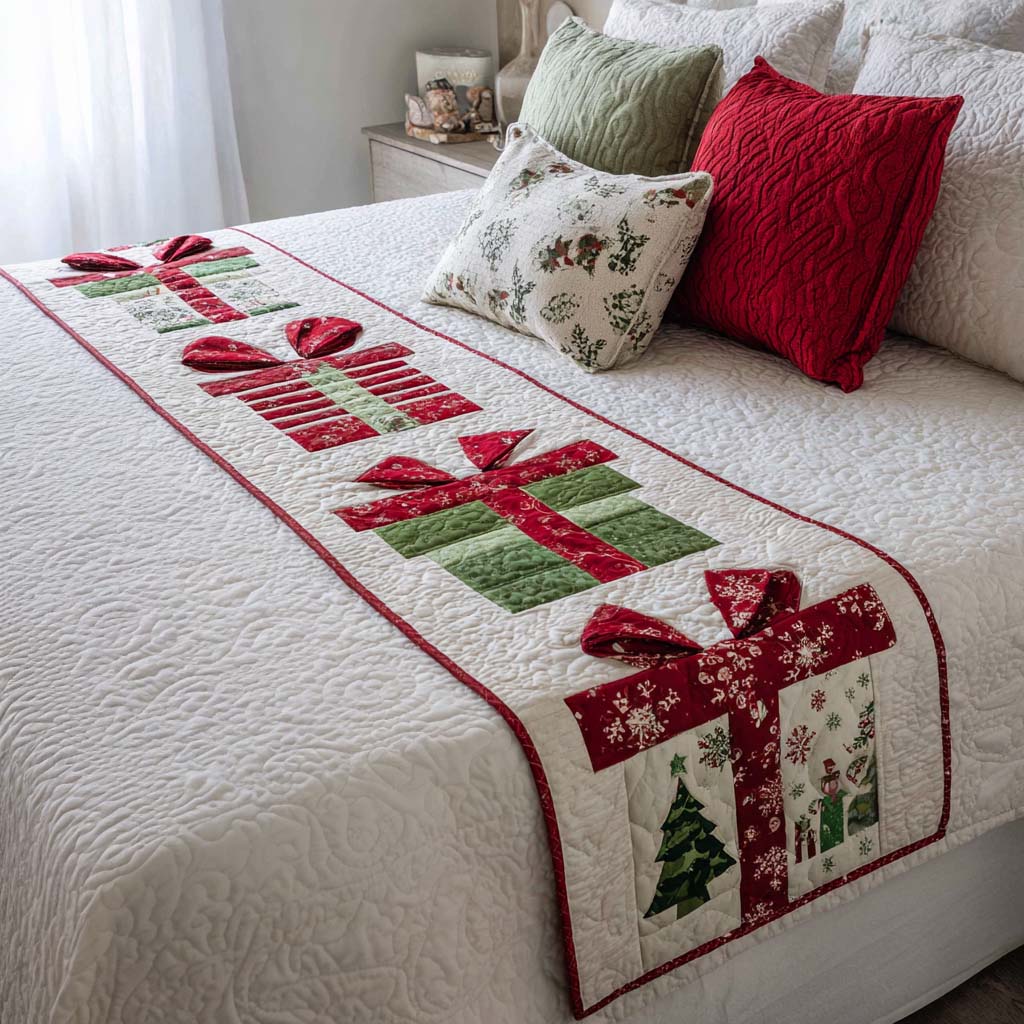 Gift Delight Quilted Bed Runner Christmas Bed Runner Christmas Gifts