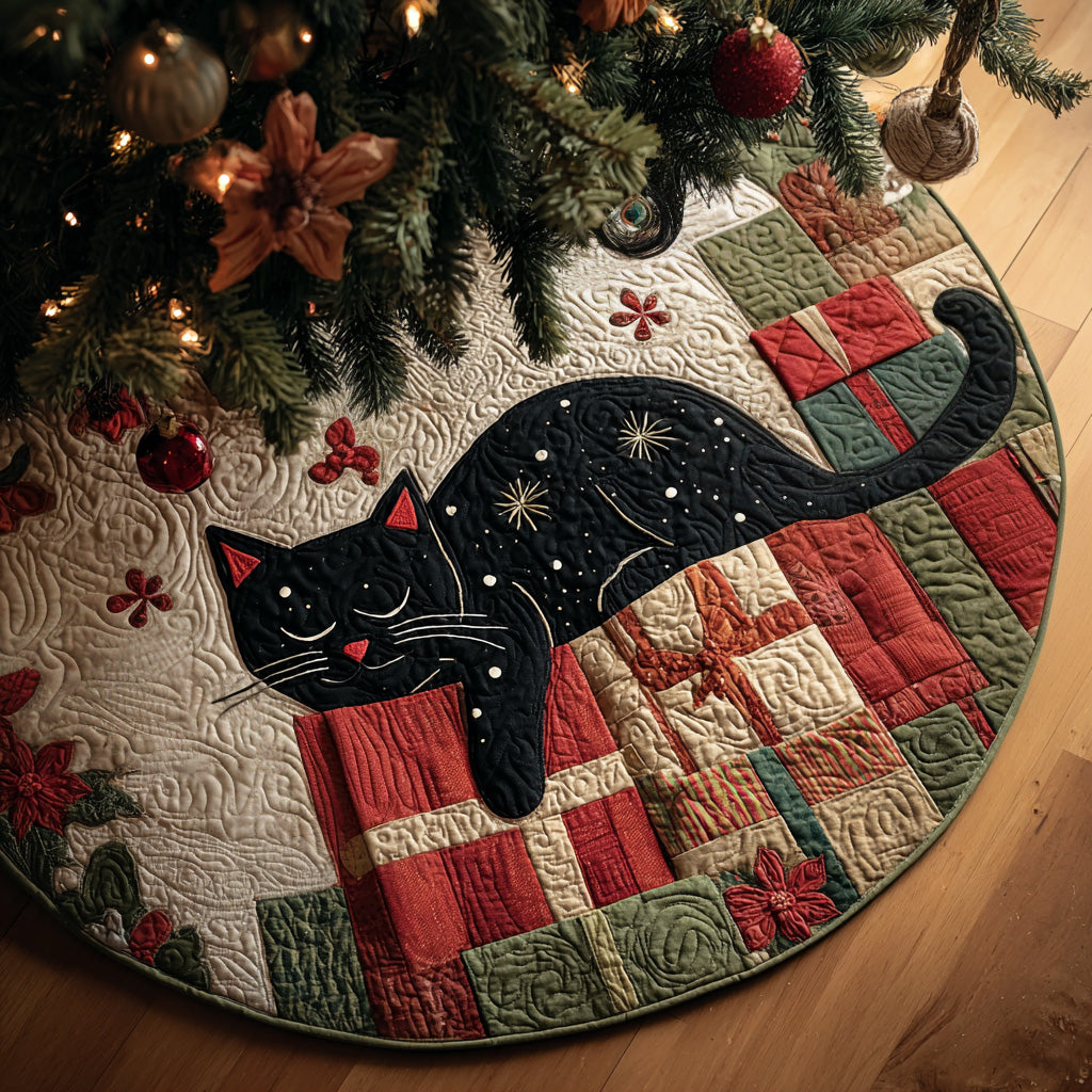 Gift Guardian Christmas Quilted Tree Skirt Xmas Decorations Best Presents For Cat Lovers