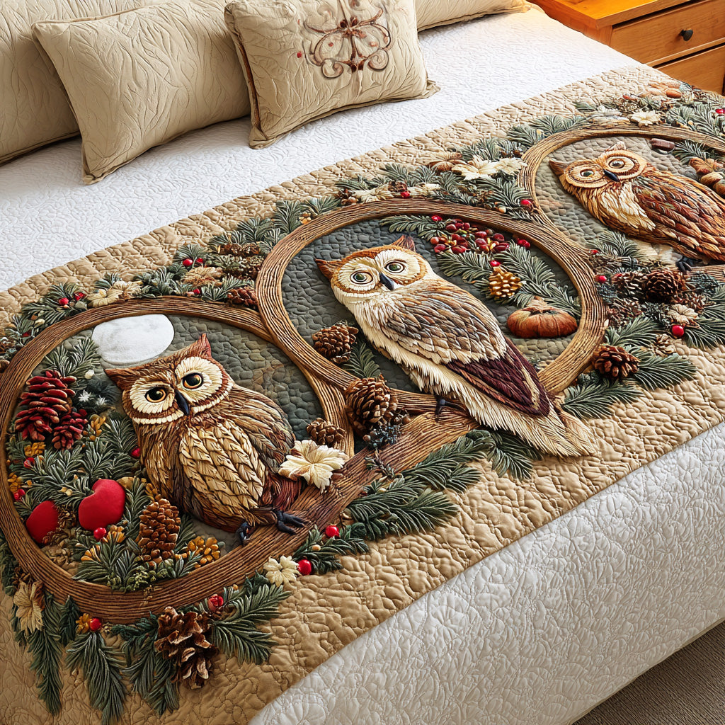 Gift of Wisdom Quilted Bed Runner Bedroom Decor Great Best Gifts For Owl Lovers