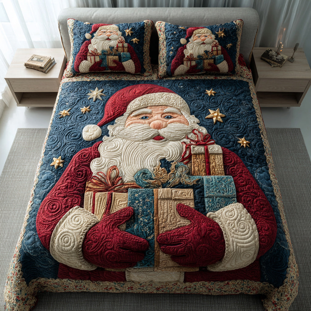 Gifting Santa Claus Quilted Bedding Set Holiday Duvet Covers Top Christmas Gifts For Girlfreind
