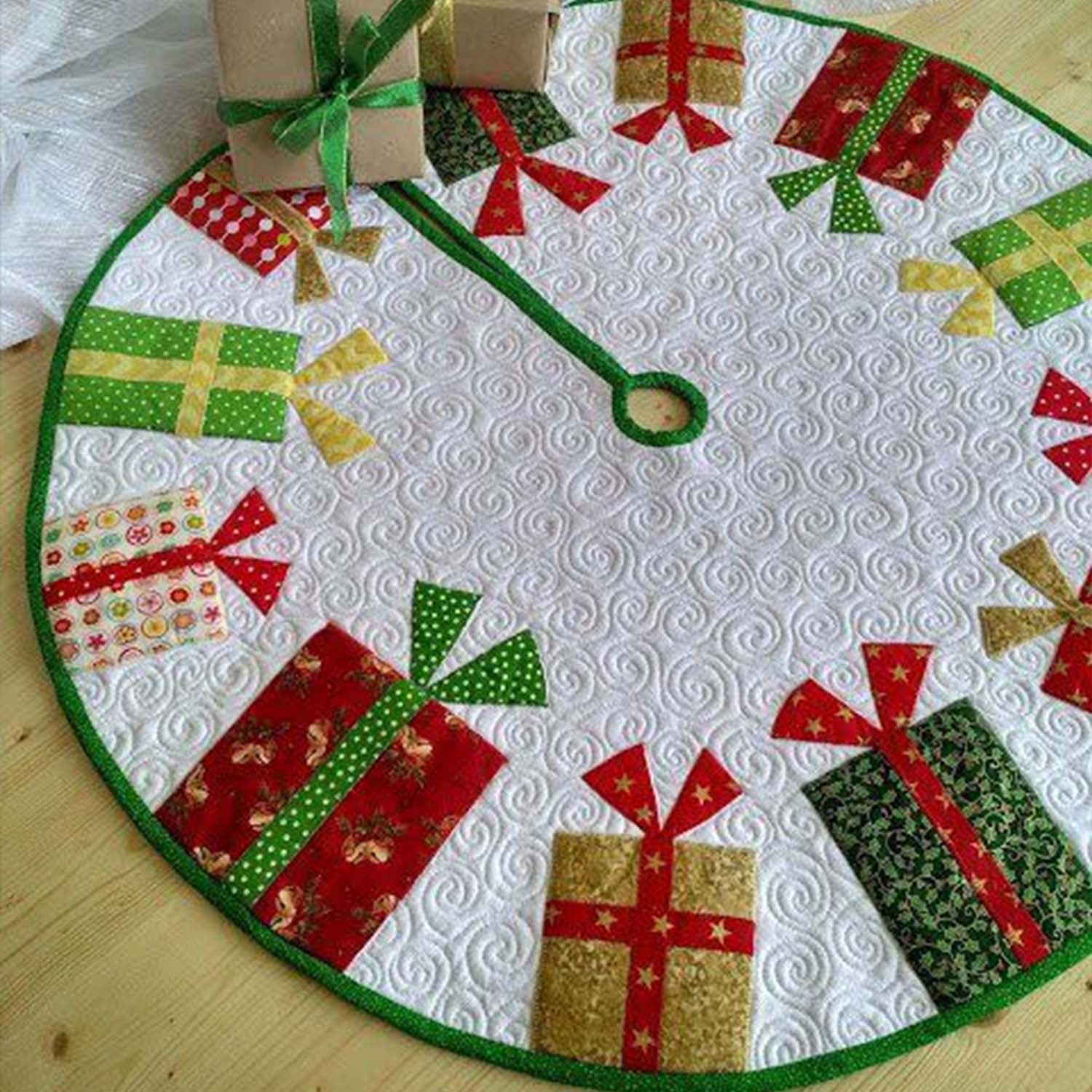 Gifts Of Joy Christmas Quilted Tree Skirt Cozy Quilted Tree Skirt to Complement Your Holiday Decor