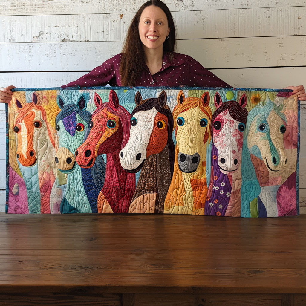 Giggle Gallop Quilted Table Runner Holiday Table Throw Valentines Gifts For Horse Lovers