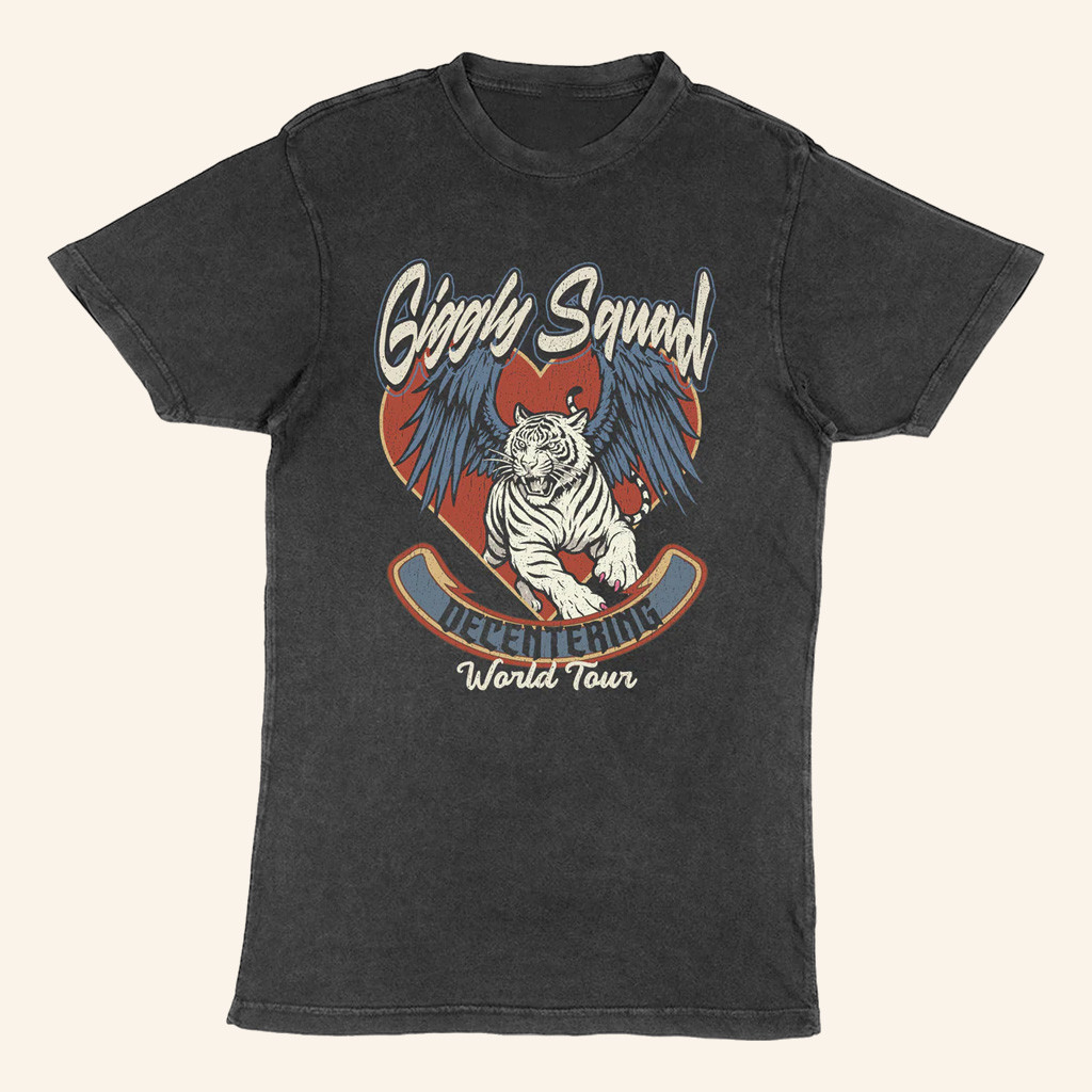 Giggly Squad Merch Decentering World Tour Wash T-Shirt Christmas Gifts For Husband