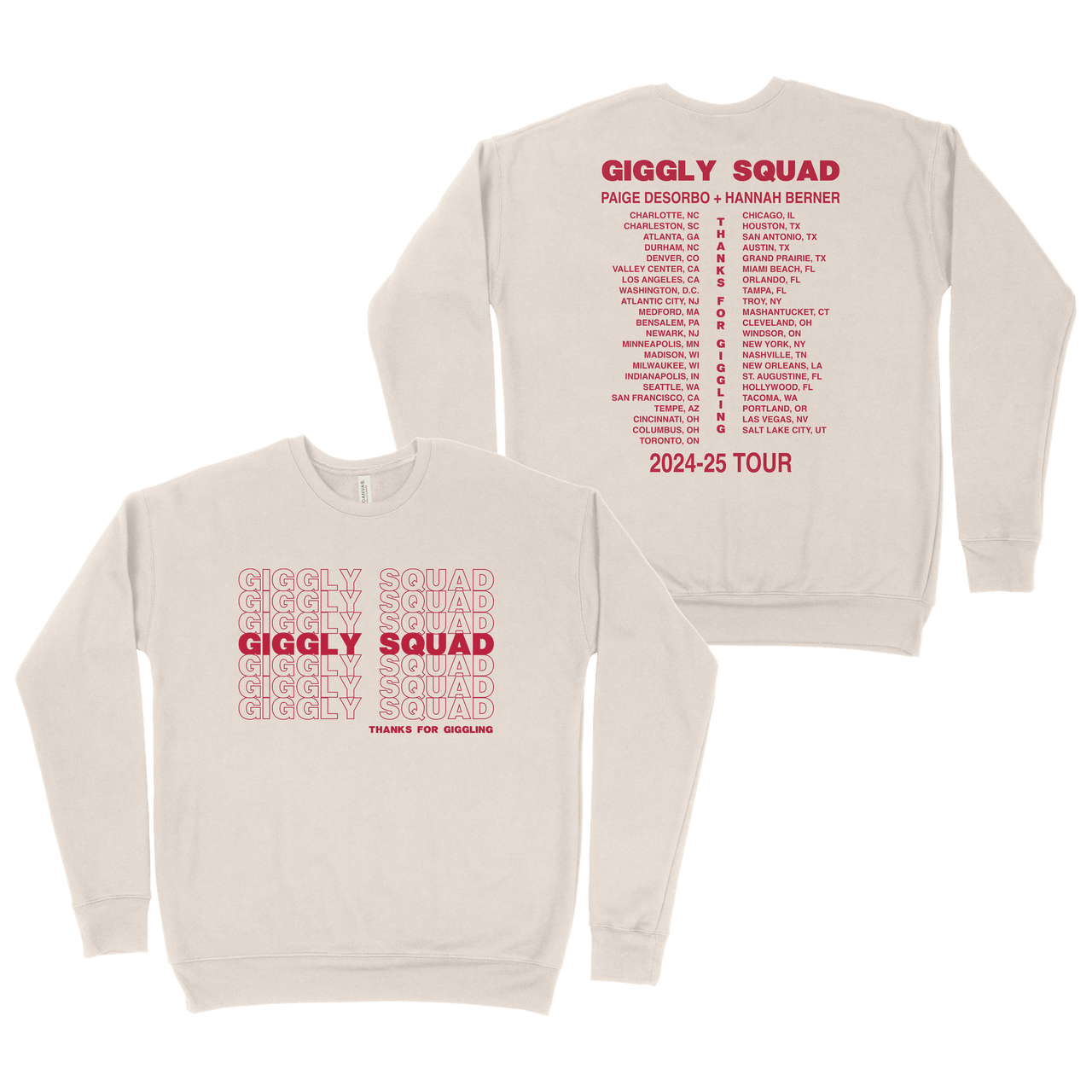 Giggly Squad Merch Sweatshirt Thank You For Giggling 2024 2025 Tour Merchandise Fan Gifts