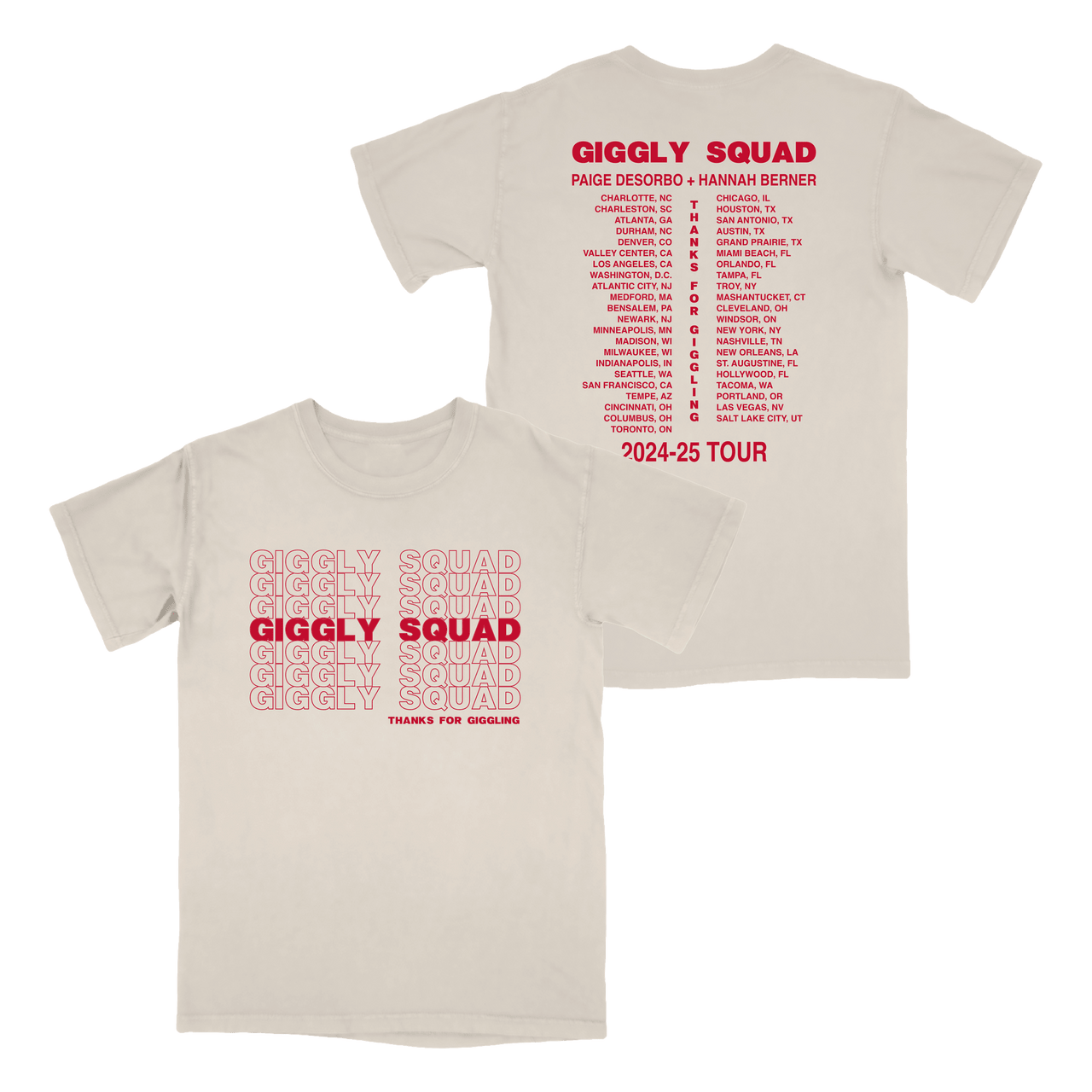 Giggly Squad Merch T-Shirt Thank You For Giggling 2024 2025 Tour Merchandise Gifts