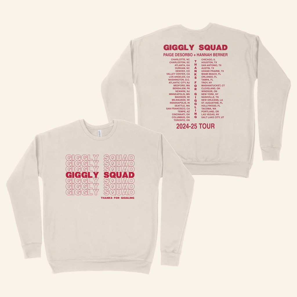 Giggly Squad Merch Thank You For Giggling 2024 2025 Tour Crewneck Sweatshirt Xmas Gifts For Fan Giggly Squad Merch Thank You For Giggling 2024 2025 Tour Crewneck Sweatshirt Xmas Gifts For Fan