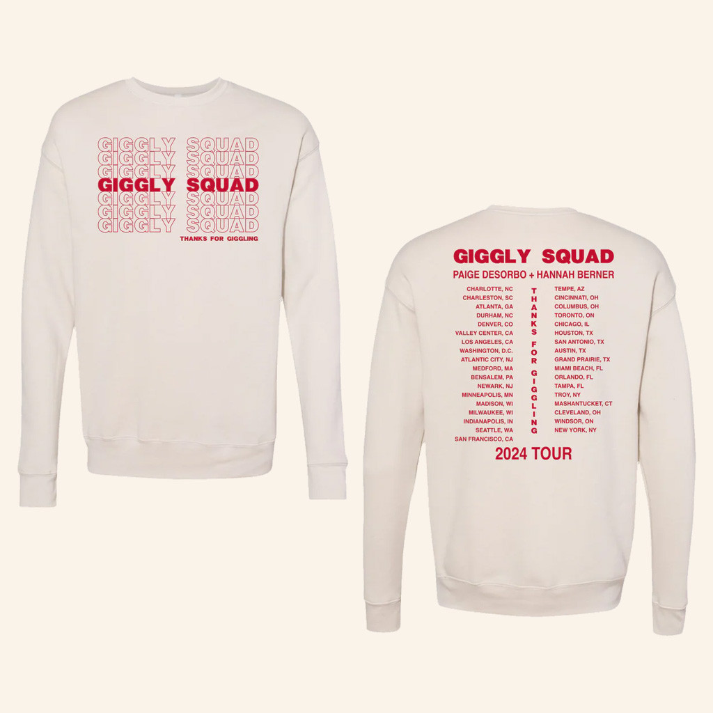 Giggly Squad Merch Thank You For Giggling 2024 Tour Crewneck Sweatshirt Xmas Gifts For Him Giggly Squad Merch Thank You For Giggling 2024 Tour Crewneck Sweatshirt Xmas Gifts For Him