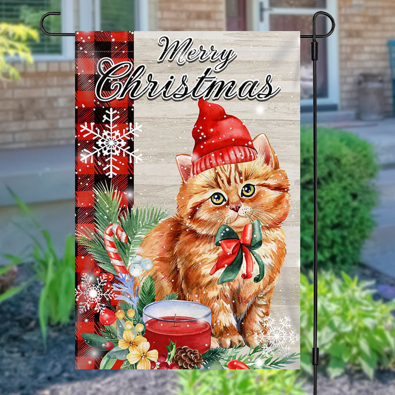 Ginger Cat Christmas Flag Lovely Outdoor Decorations Cat Themed Christmas Presents