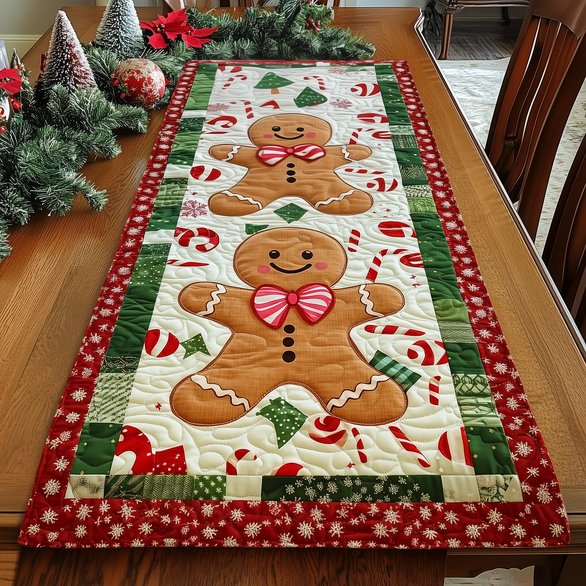 Gingerbeard Baby Quilted Table Runner Christmas Holiday Dining Table Runner Best Family Gifts 2025