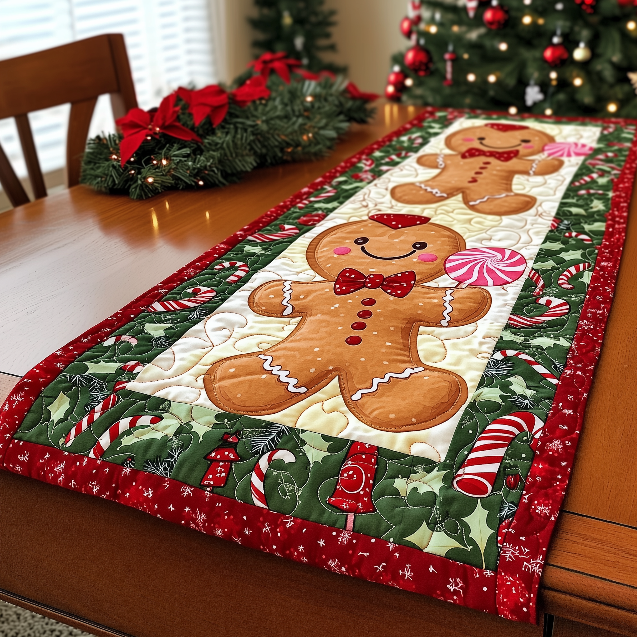 Gingerbeard Baby Quilted Table Runner Christmas Holiday Dining Table Runner Best Gifts Xmas