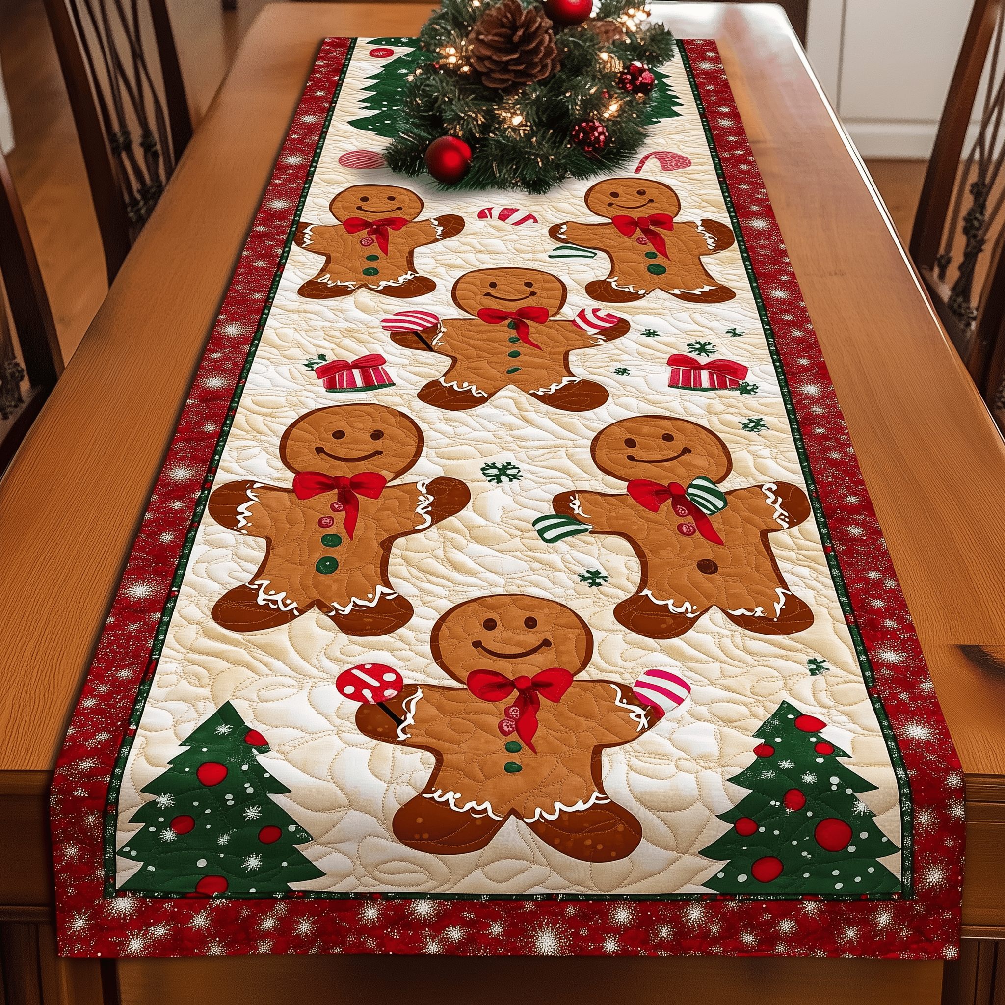 Gingerbeard Baby Quilted Table Runner Christmas Holiday Dining Table Runner Best Gifts Xmas