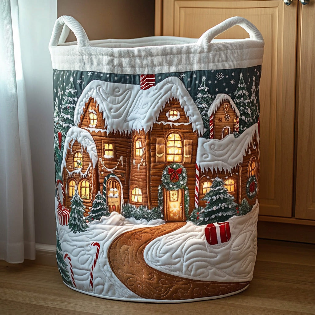 Gingerbread Cabin Quilted Laundry Basket Christmas Presents For Girlfriend