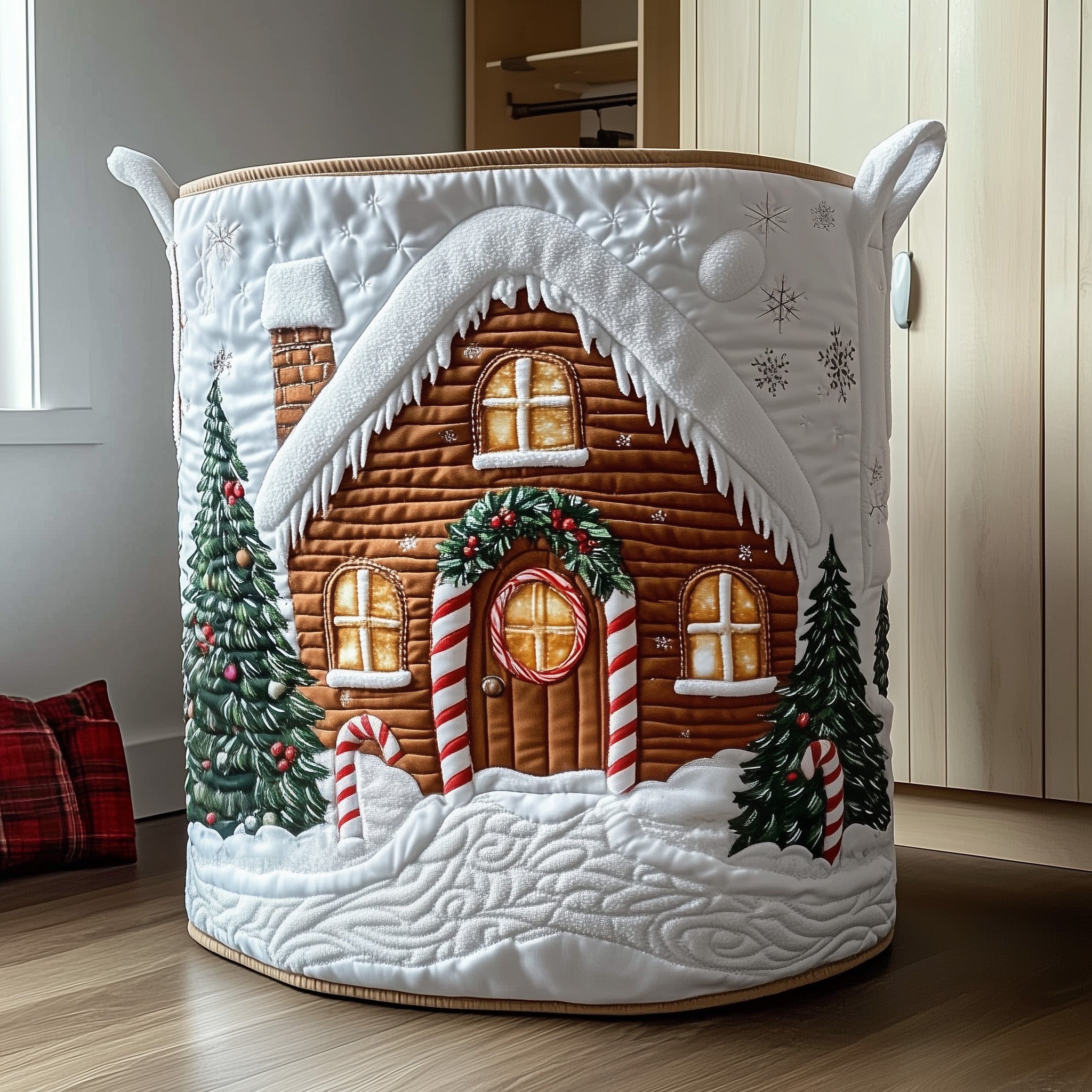 Gingerbread Cabin Quilted Laundry Basket Christmas Presents For Mom