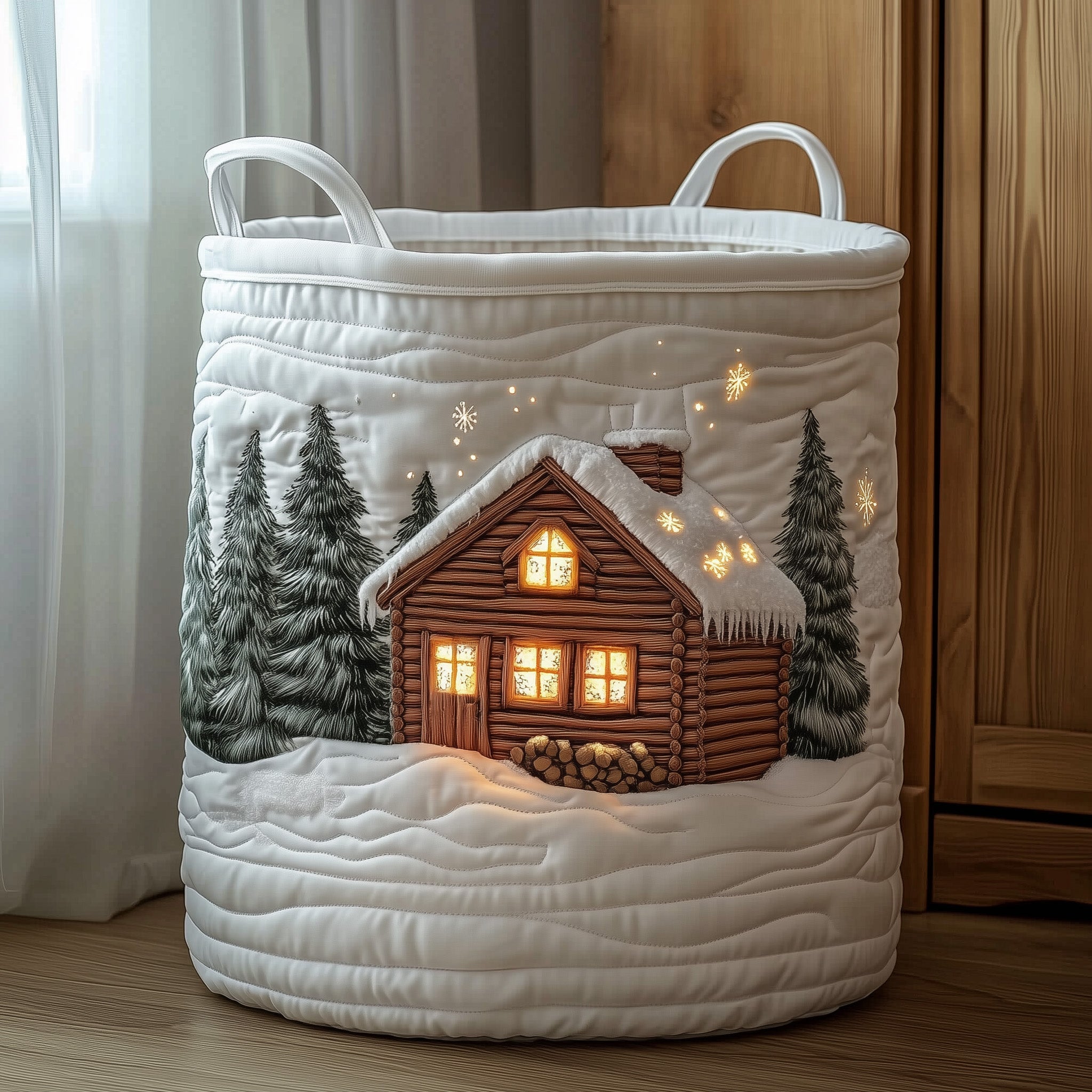 Gingerbread Cabin Quilted Laundry Basket Meaningful Christmas Gifts For Mom