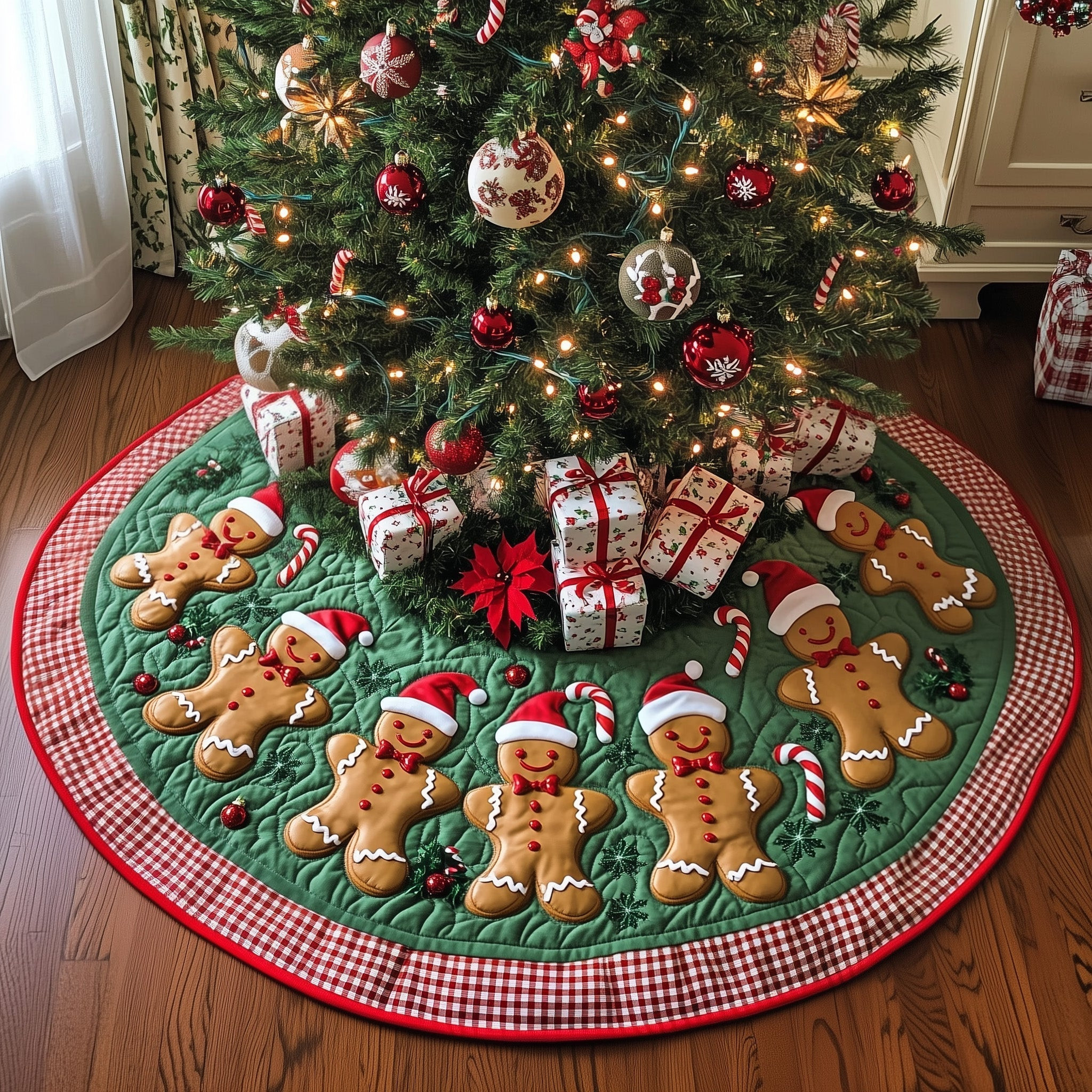 Gingerbread Cookie Quilted Tree Skirt Viral Home Decor Christmas Gifts For Gingerbread Lover