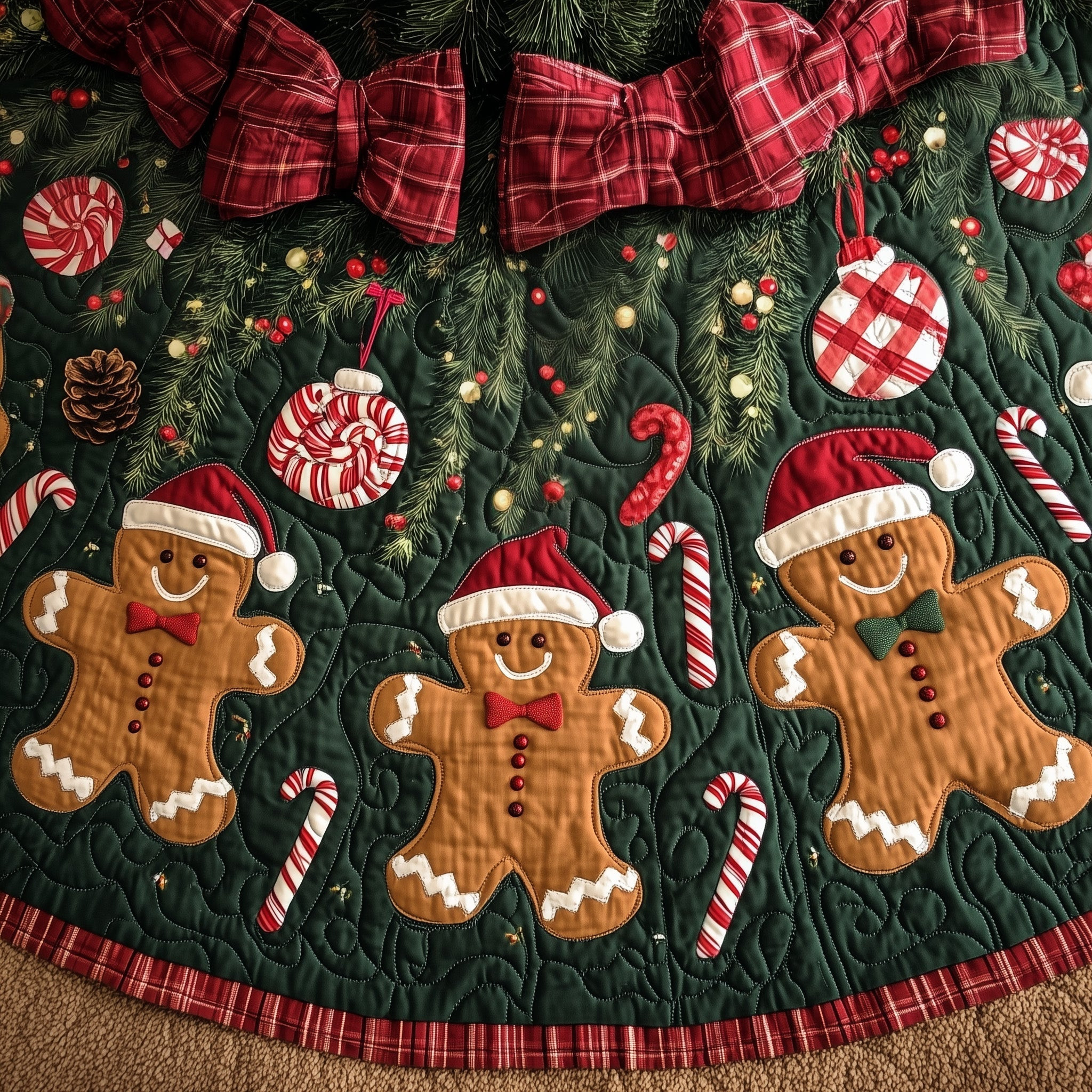 Gingerbread Cookie Quilted Tree Skirt Viral Home Decor Funny Secret Santa Gifts
