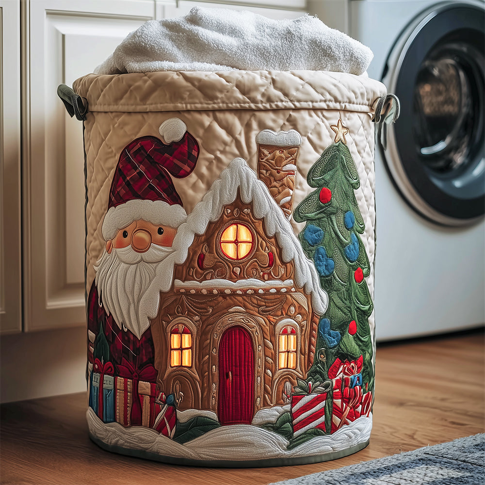 Gingerbread Cottage Quilted Laundry Basket Merch For Couples