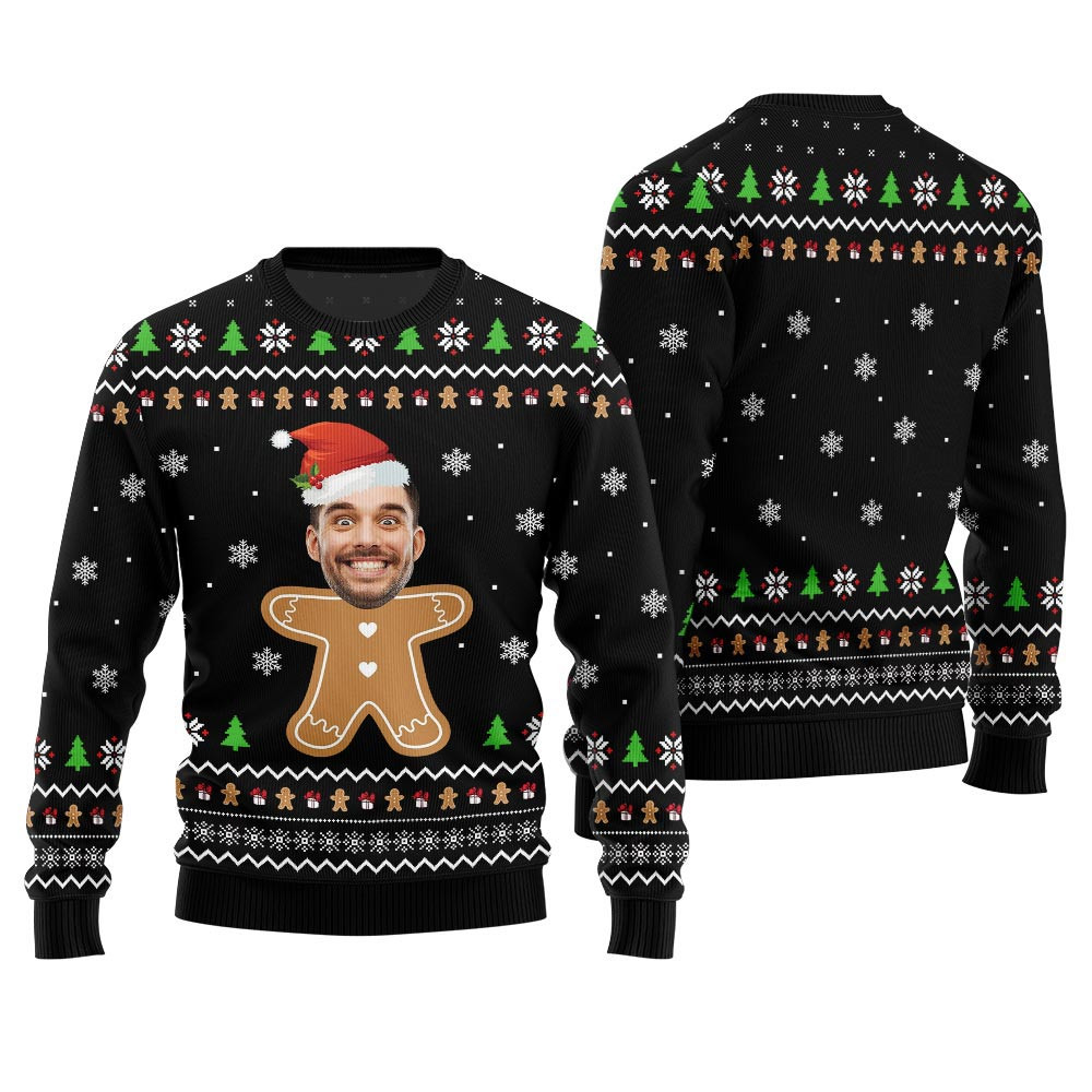 Gingerbread Custom Face Ugly Christmas Sweater Christmas Sweaters For Men