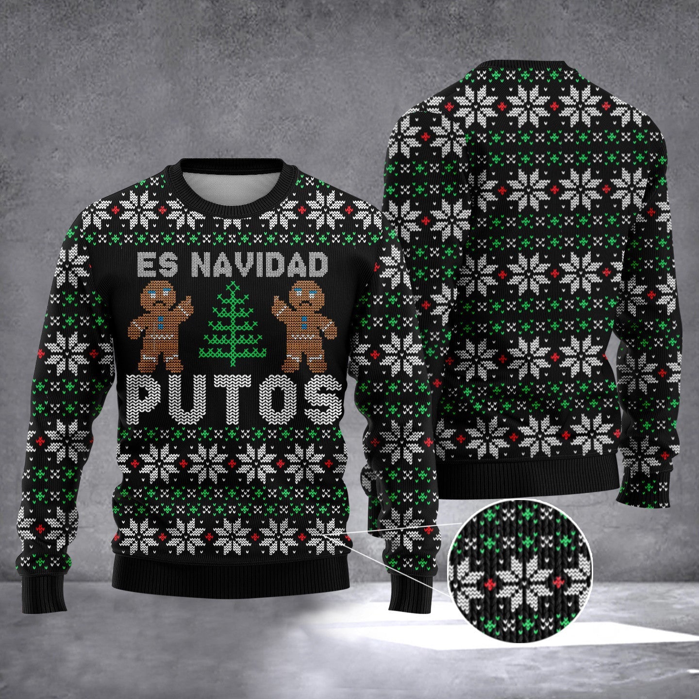 Gingerbread Es Navidad Putos Ugly Christmas Sweater Feliz Navidad Xmas Jumper Clothing Gingerbread Es Navidad Putos Ugly Christmas Sweater Feliz Navidad Xmas Jumper Clothing
