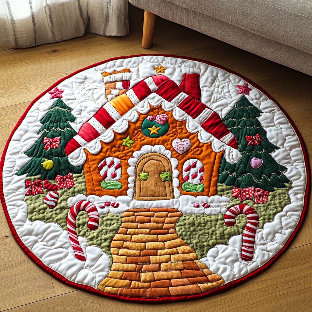 Gingerbread Haven Quilted Round Mat Entrance Way Ideas Grandma And Grandpa Christmas Gifts