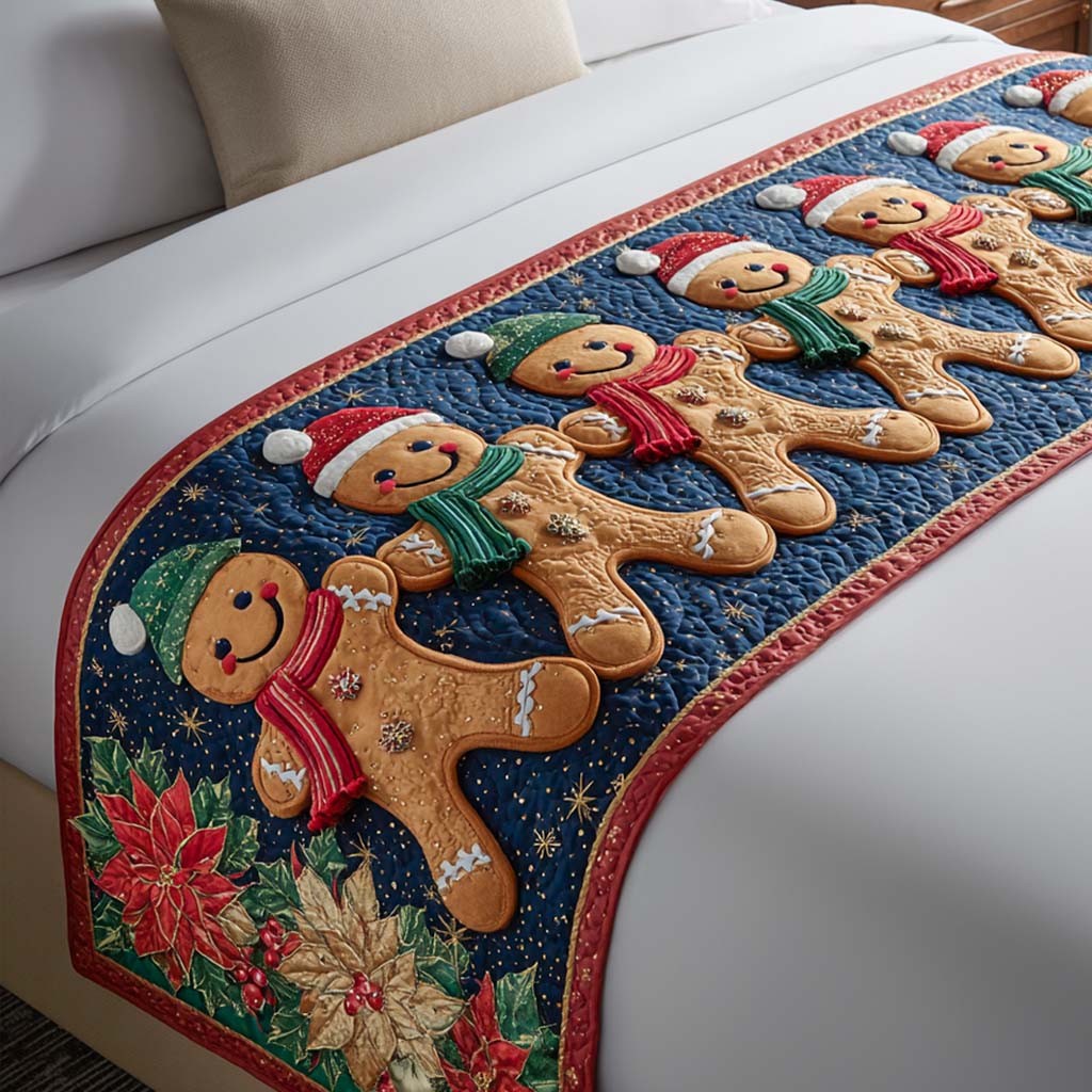 Gingerbread Holiday Charm Quilted Bed Runner Christmas Bedroom Ideas Xmas Gift Ideas
