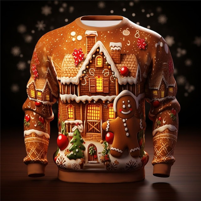 Gingerbread House And Snowman Christmas Sweatshirt Cozy Holiday Cookie Gift Ideas