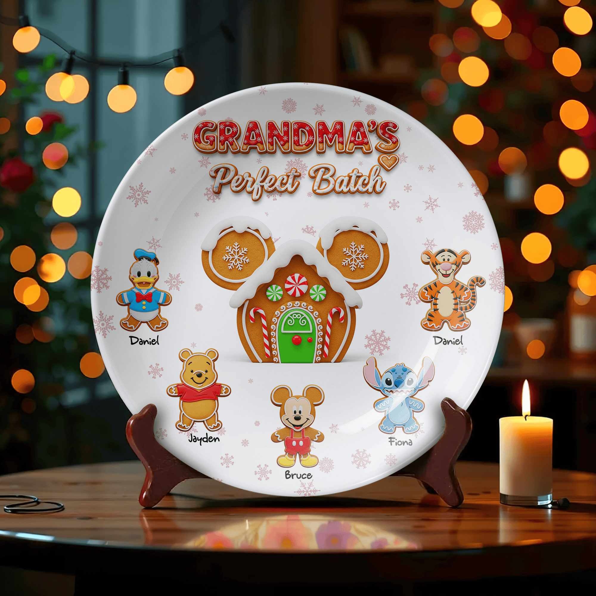 Gingerbread House Holiday Round Plate - Personalized Christmas Gift For Grandma - Secret Santa Gifts Funny Ideas