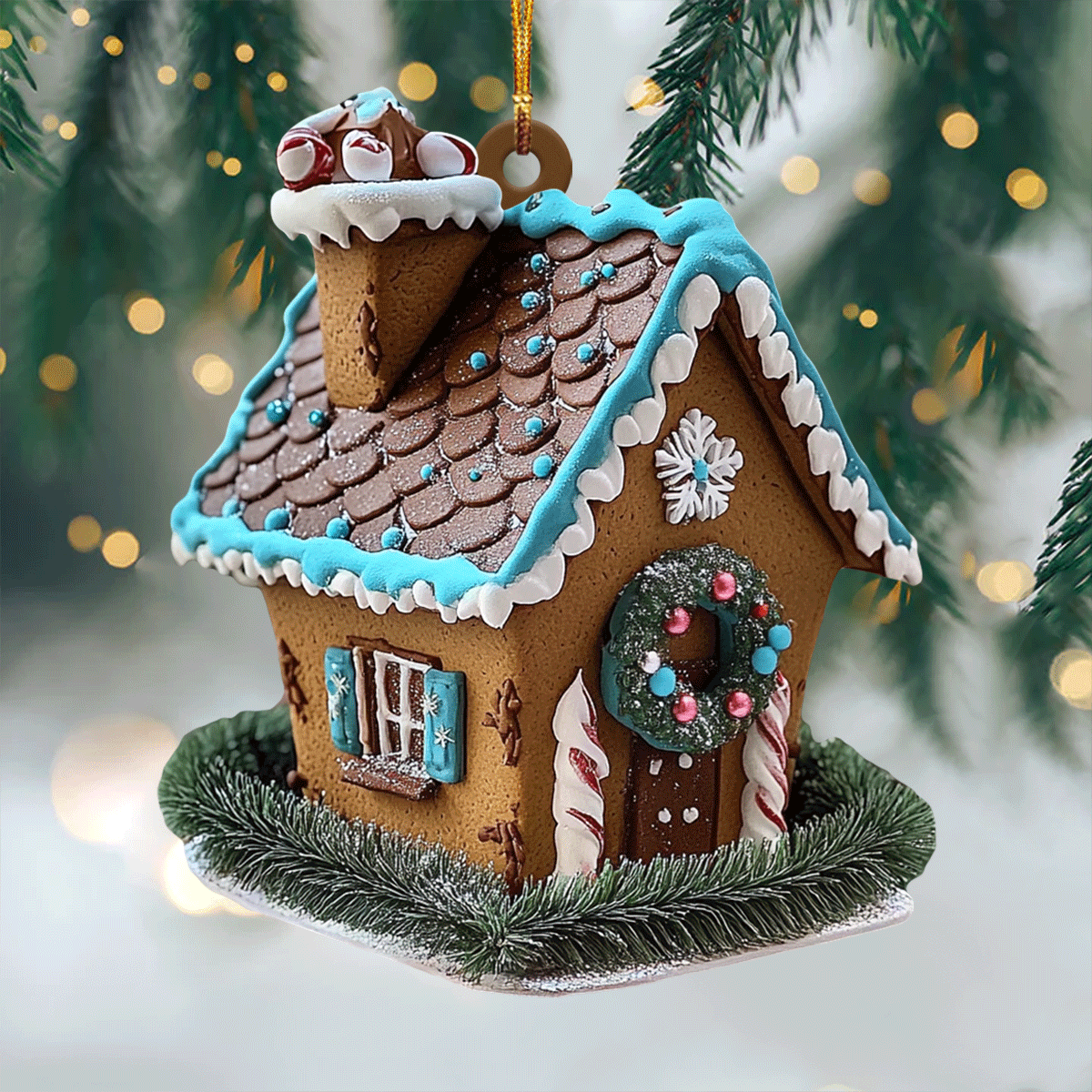 Gingerbread House Mica Ornament