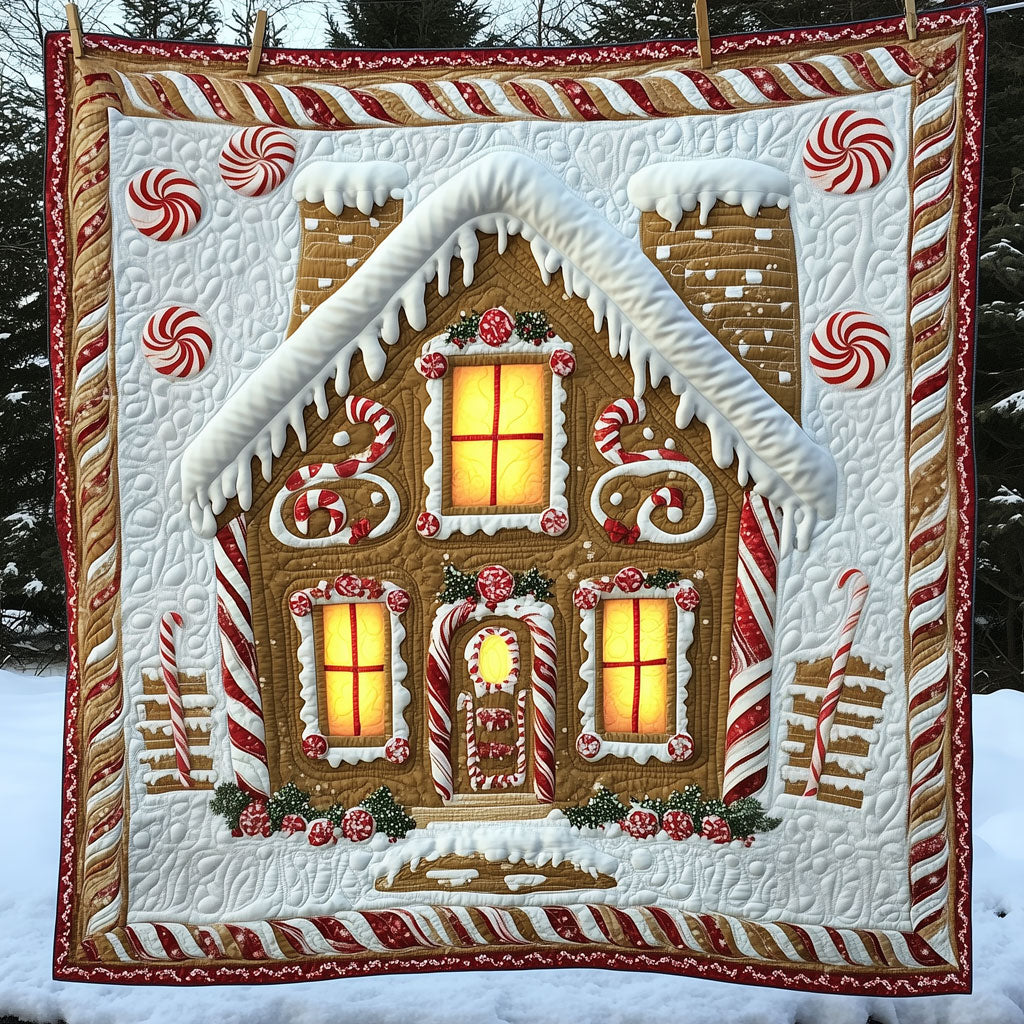 Gingerbread House Quilt Beautiful Quilt Blanket Gift for Home Decoration(1)