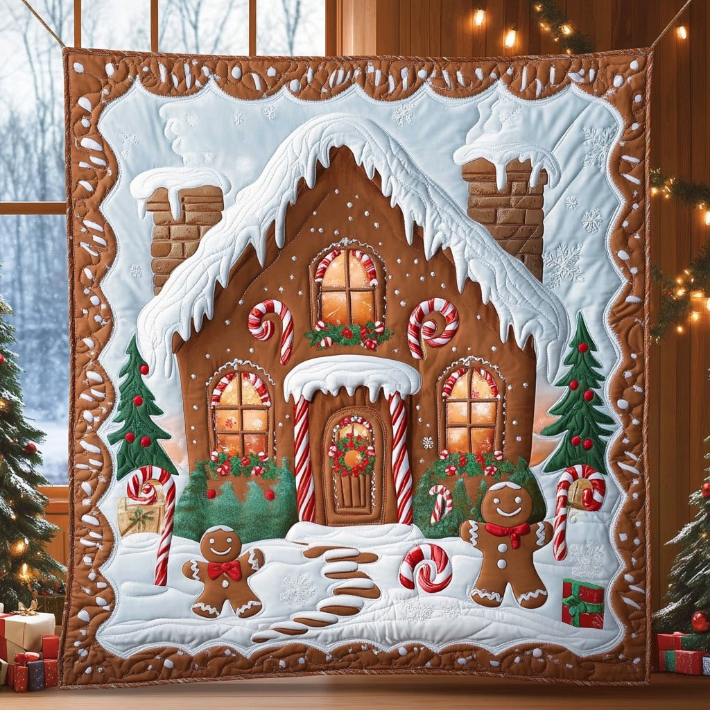 Gingerbread House Quilt Beautiful Quilt Blanket Gift for Home Decoration
