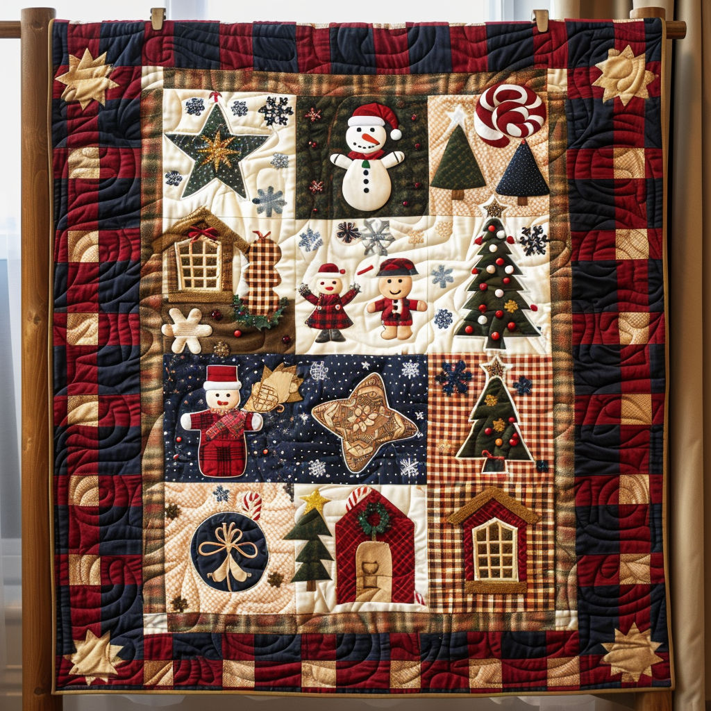 Gingerbread House Quilted Blanket Xmas Gifts For Men