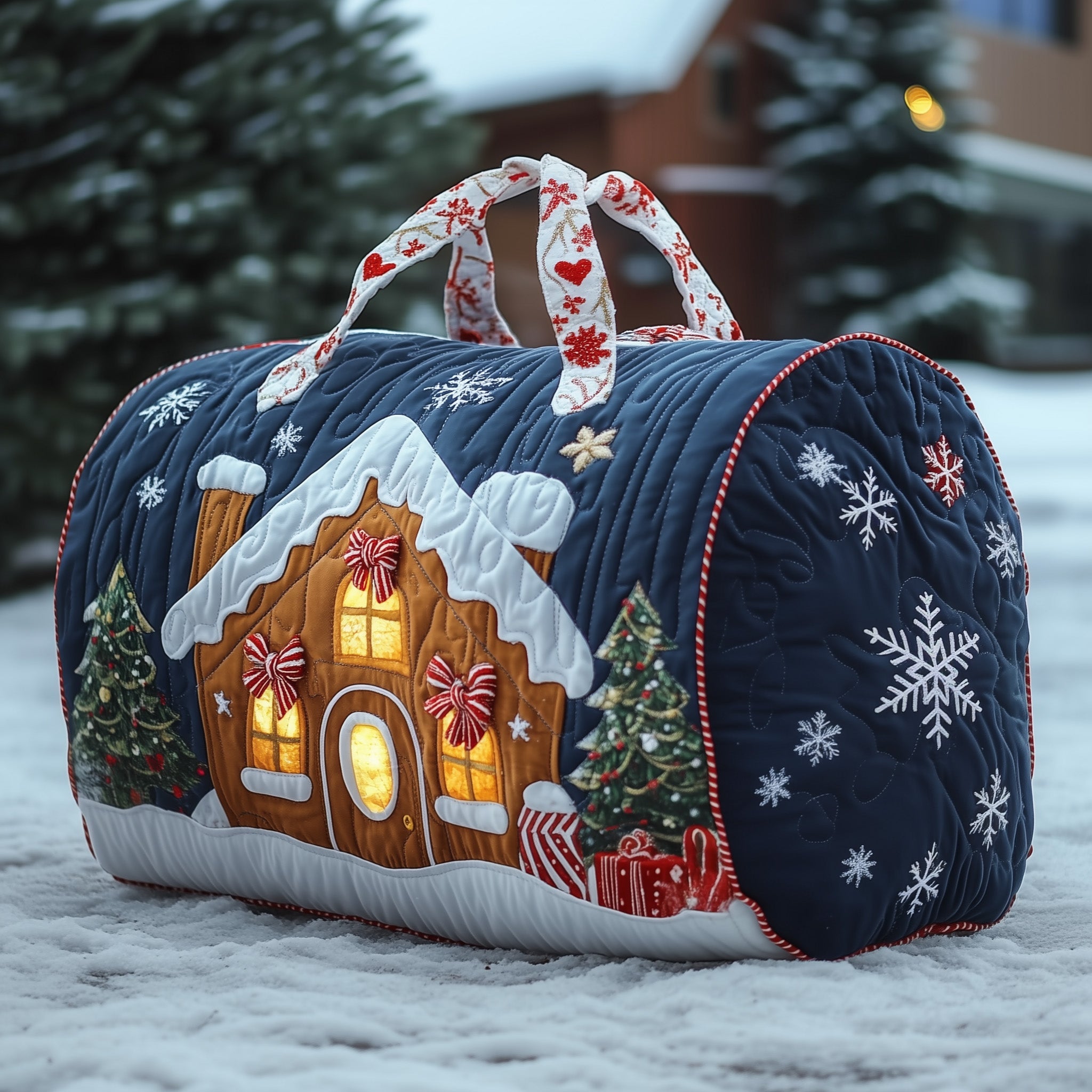 Gingerbread House Quilted Duffle Bag Father's Day Gift Idea