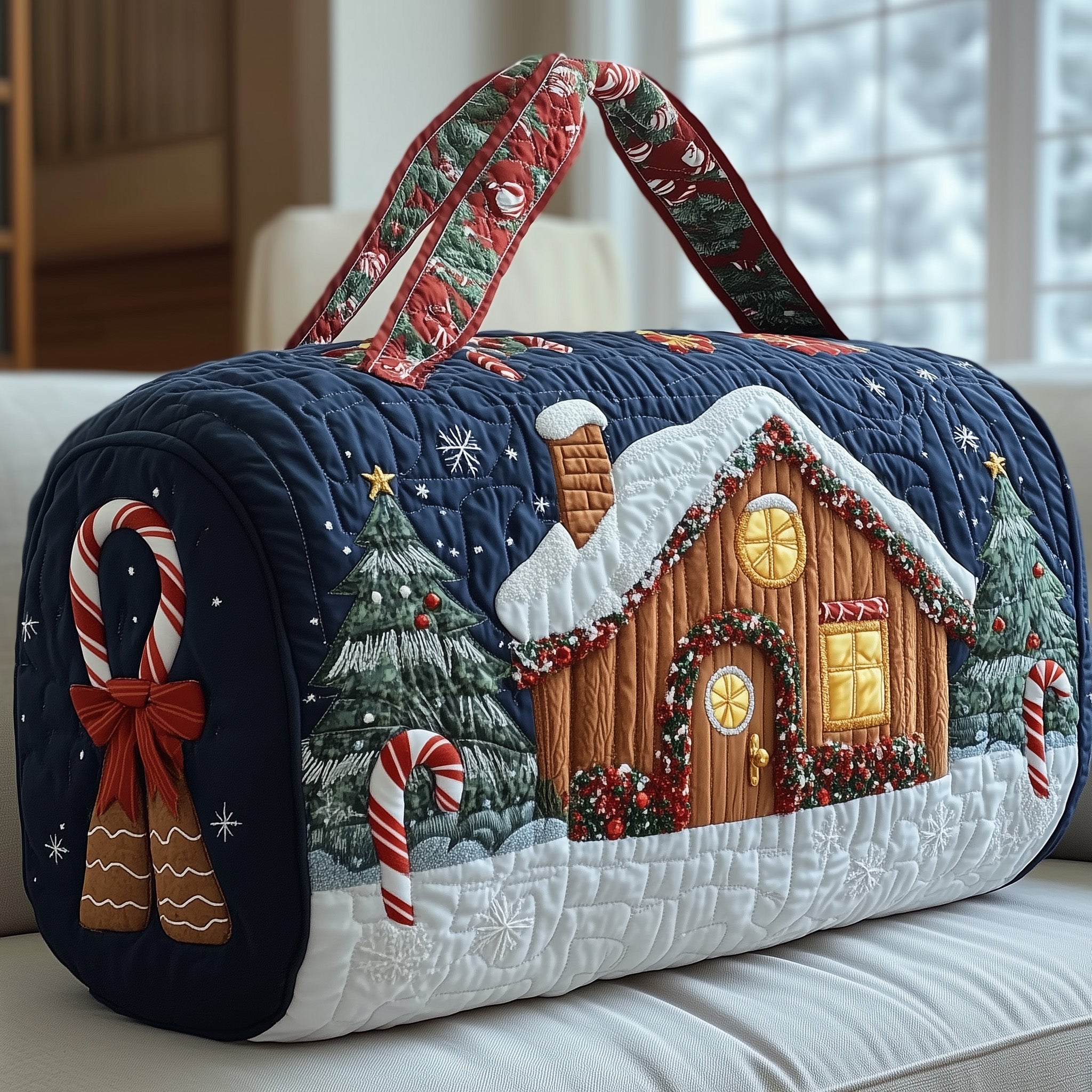 Gingerbread House Quilted Duffle Bag Mother's Day Gift Idea