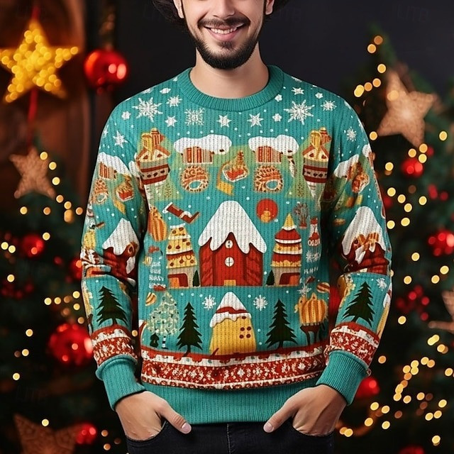 Gingerbread House Ugly Christmas Sweater Festive Holiday Cozy Winter Best Gifts For Dad