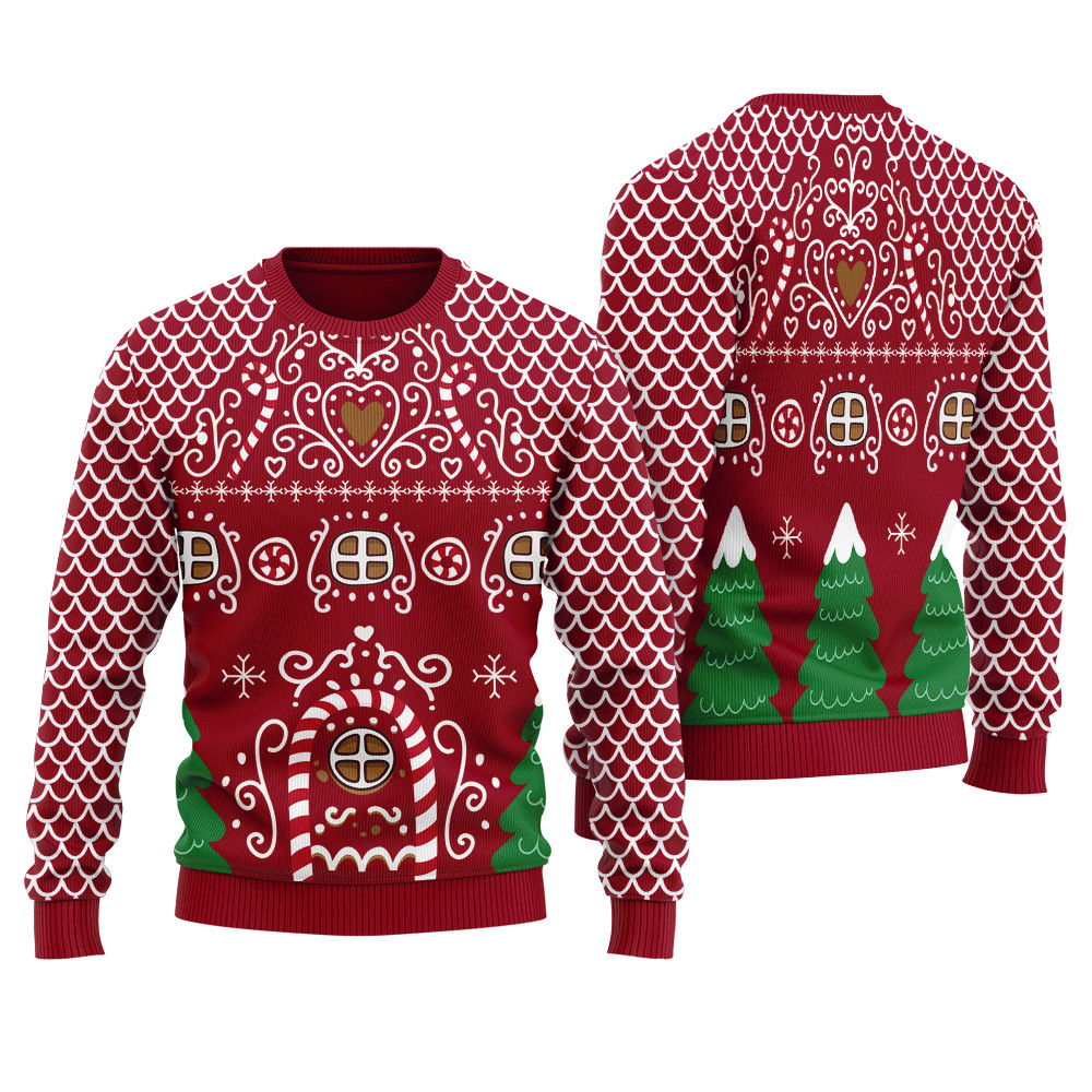 Gingerbread House Ugly Christmas Sweater Funny Holiday Sweater for Family Gatherings