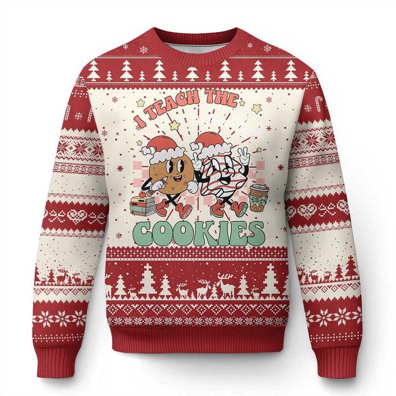 Gingerbread I Teach The Cookies Ugly Holiday Sweater Cute Jumper Teacher Appreciation Ideas