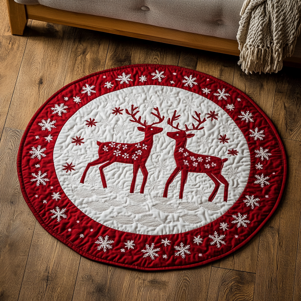 Gingerbread Jubilee Quilted Round Mat Door Entrance Decor Granny Xmas Gifts