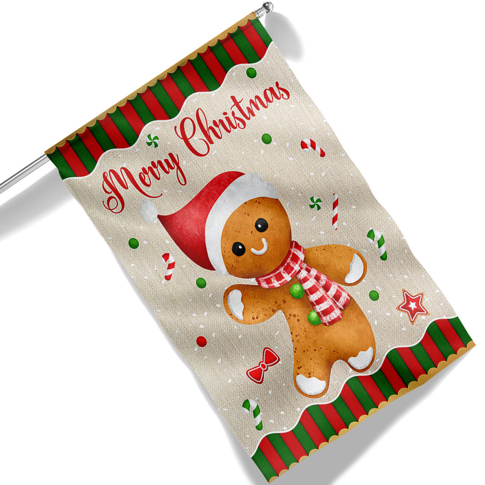 Gingerbread Man Christmas Flag