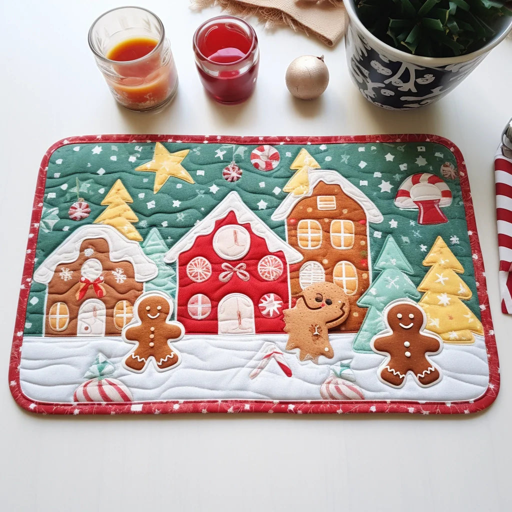 Gingerbread Man Quilted Placemat Luxury Placemats Father's Day Gifts For Grandpa